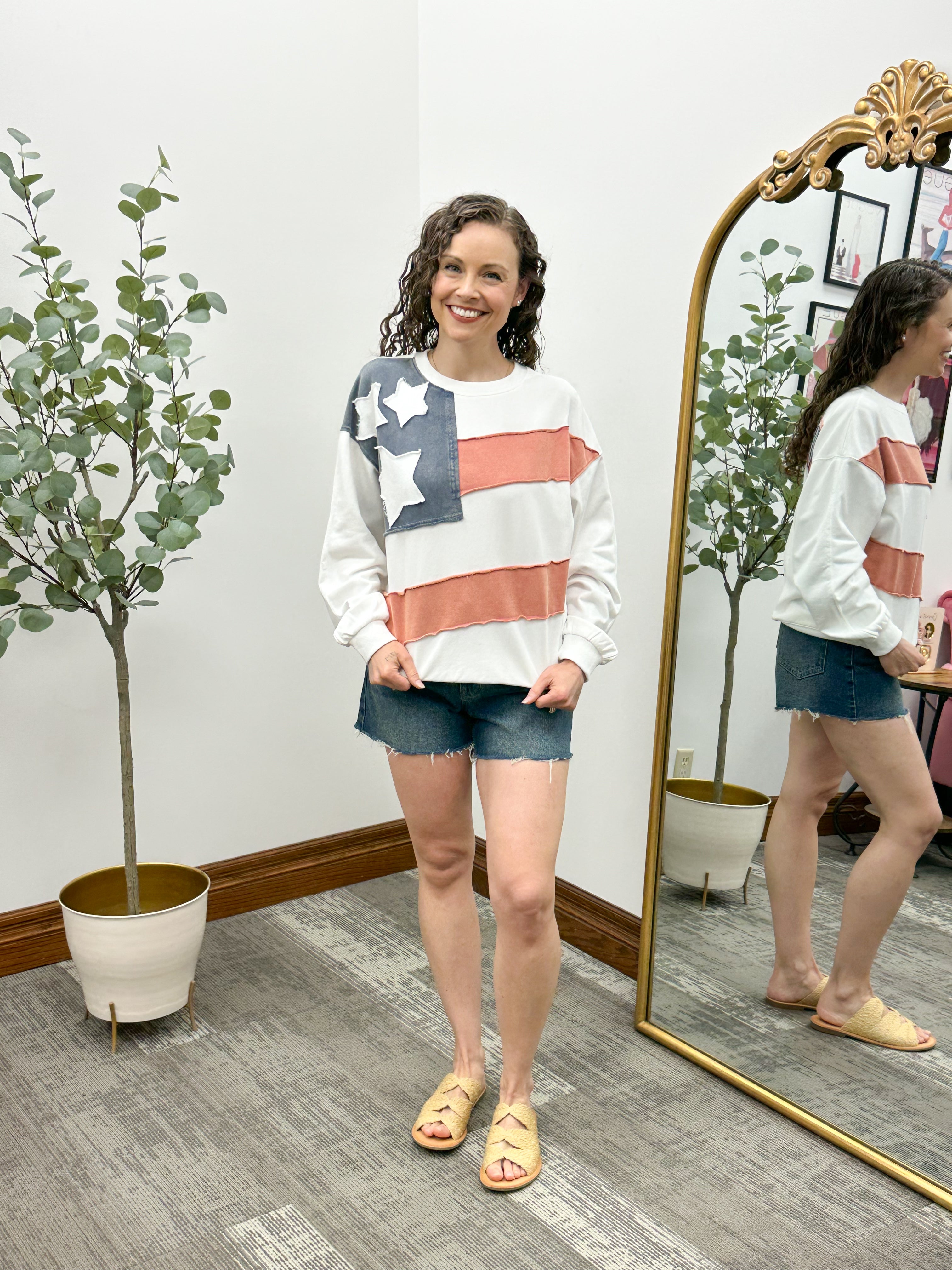 American Flag Patch Terry Sweatshirt