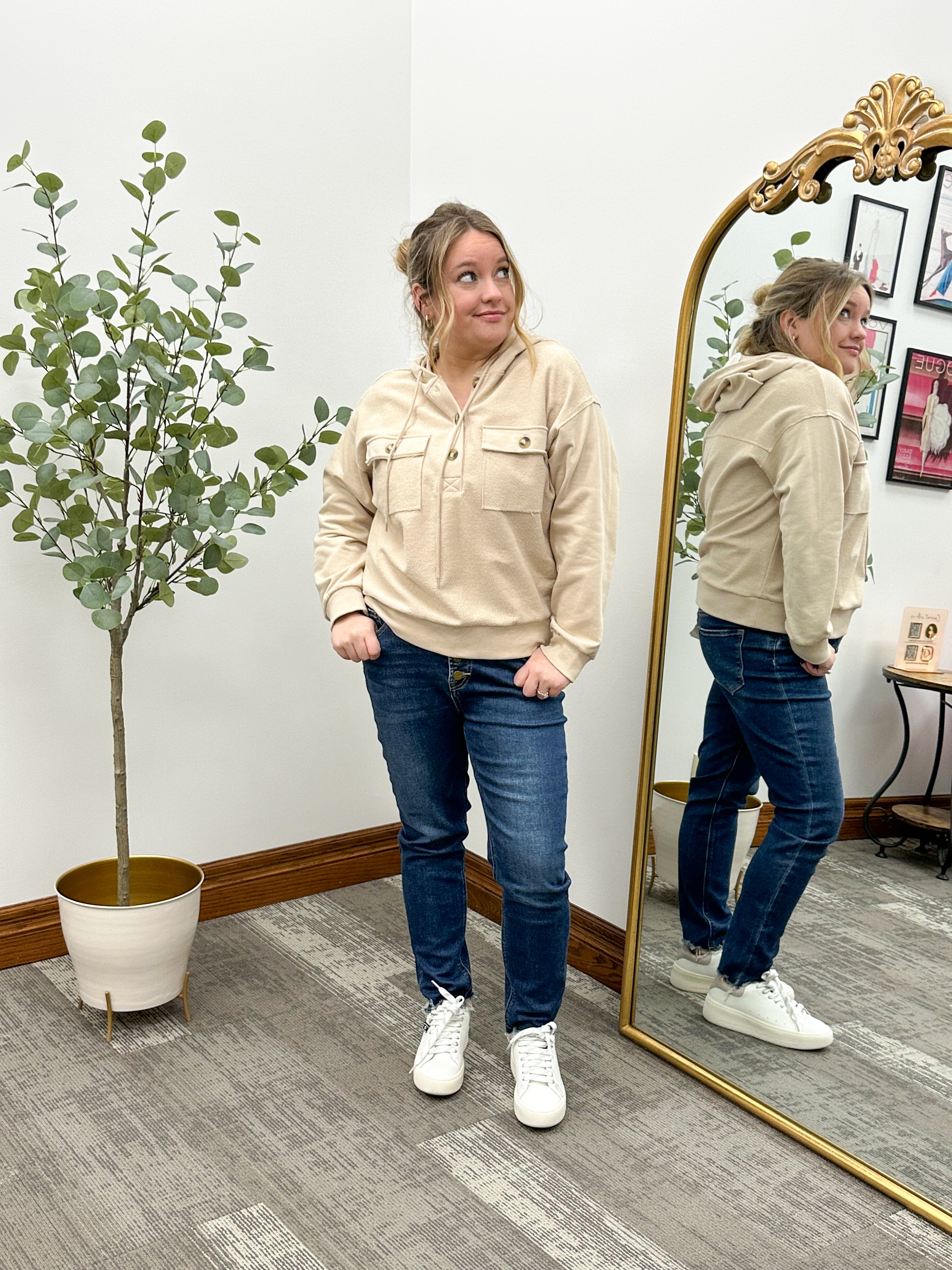 Hooded Terry Cloth Pullover