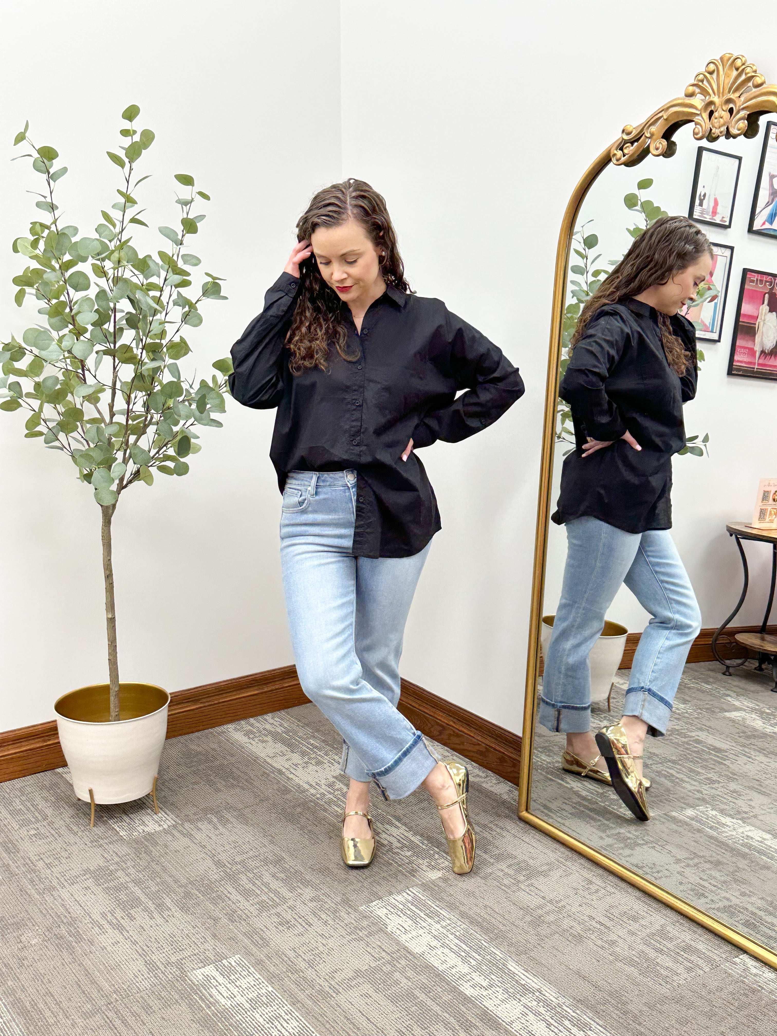 Sami Black Poplin Button Shirt