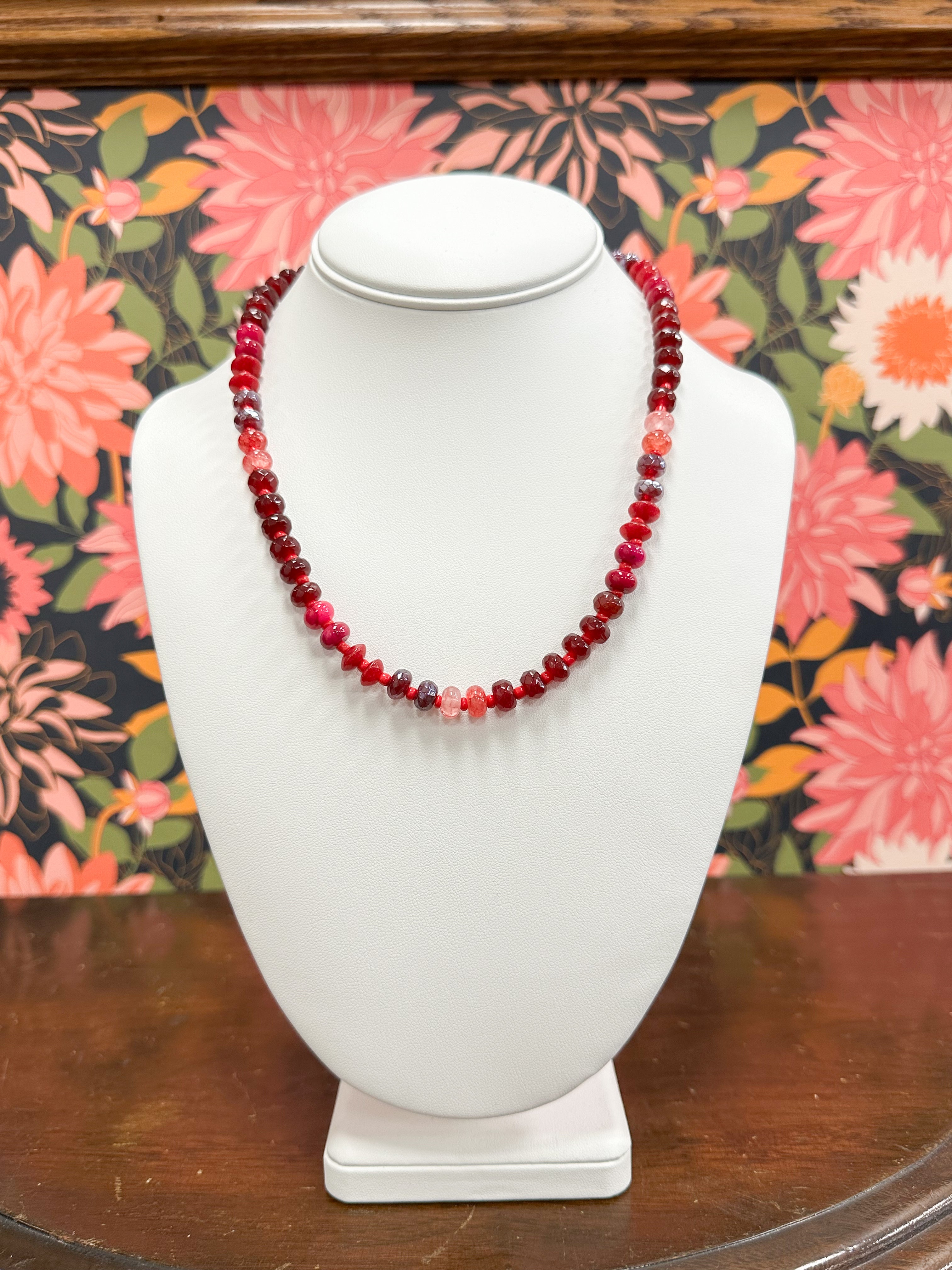 Maroon Multicolor Natural Stone Necklace