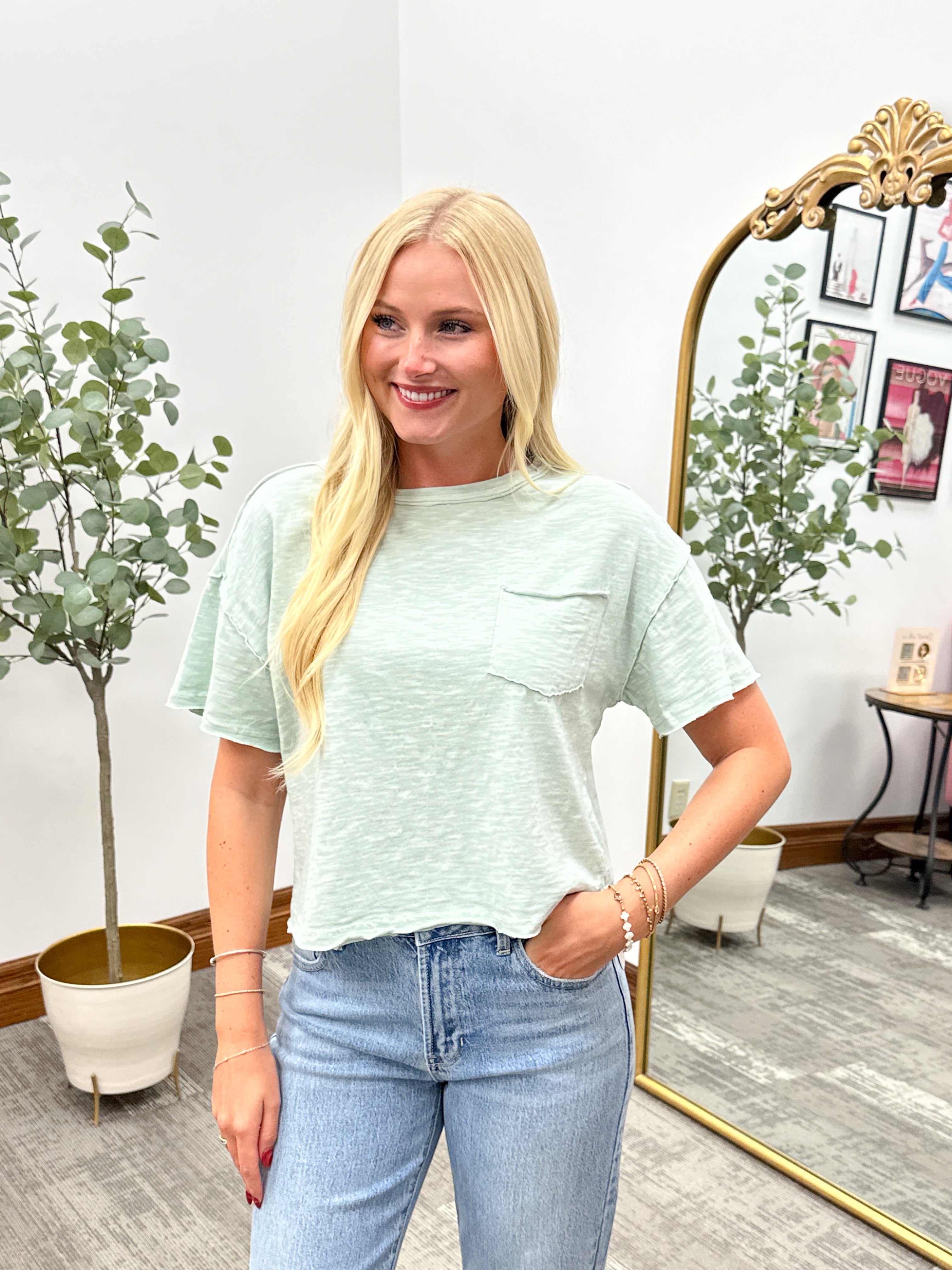 Mint raw edge t shirt, mint t shirt, cute classic t shirt