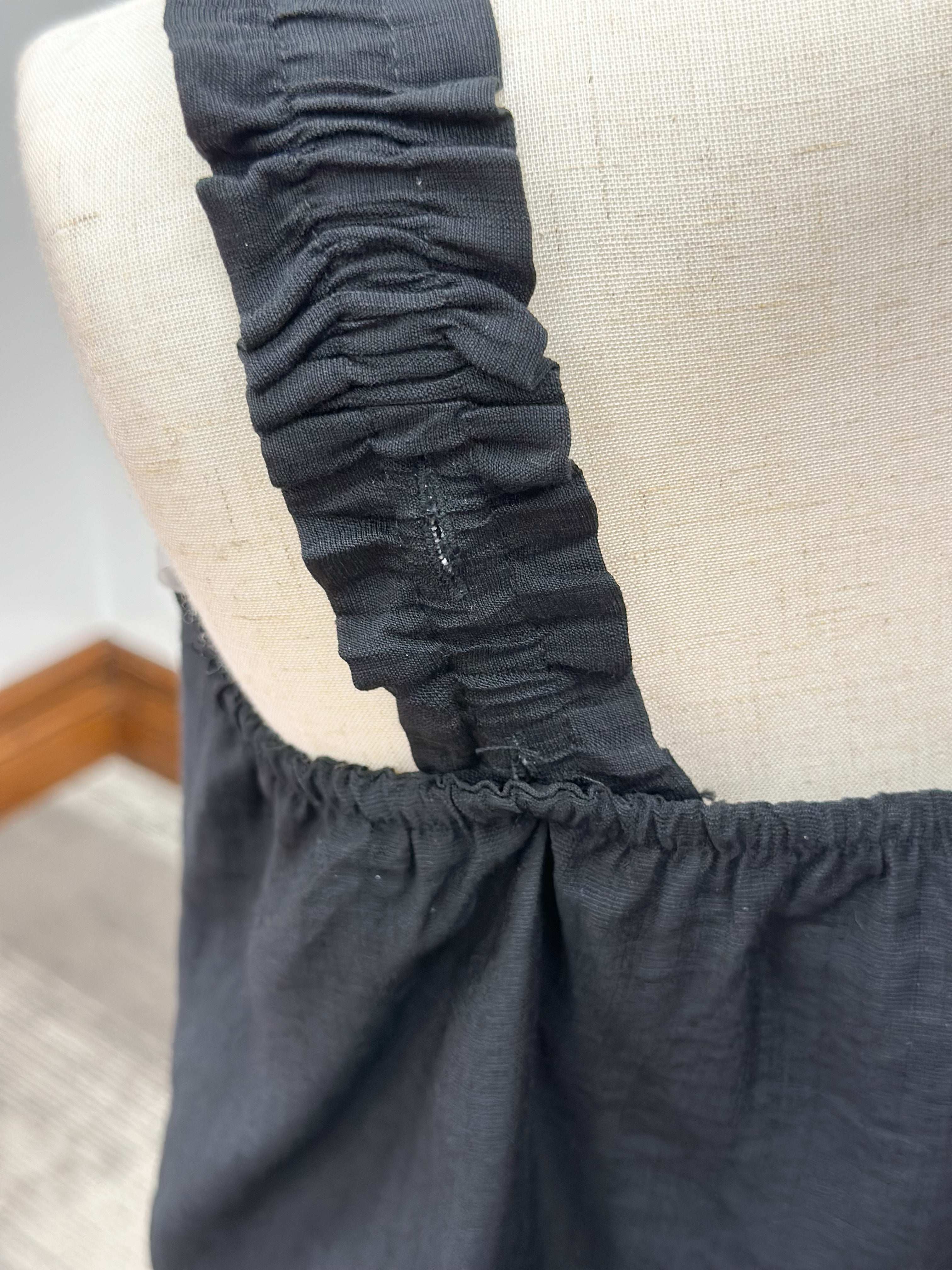 Girls Black Ruffle Strap Tank Top
