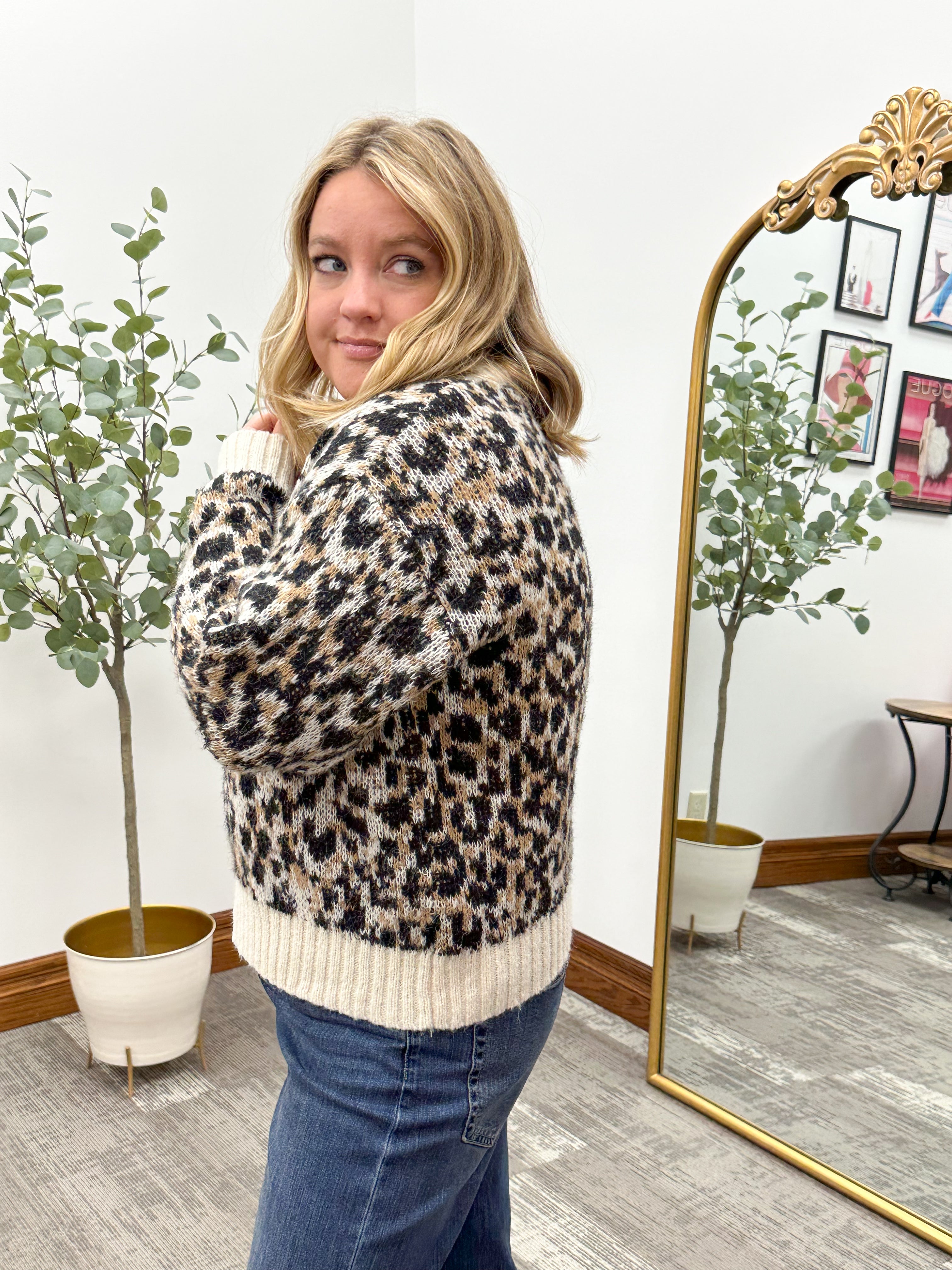 Leopard Print Long Sleeve Sweater