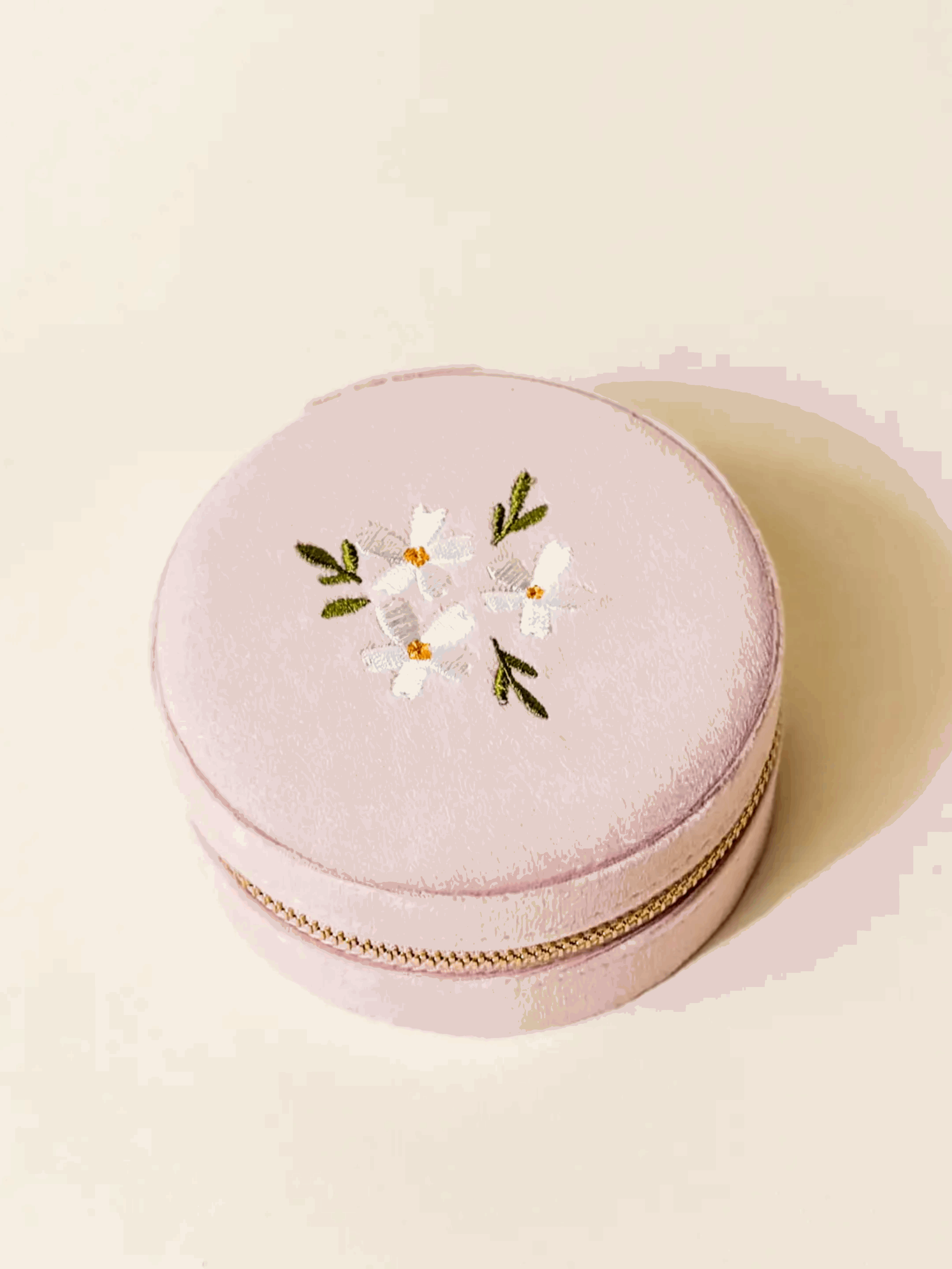 Floral Embroidered Velvet Jewelry Travel Box Case