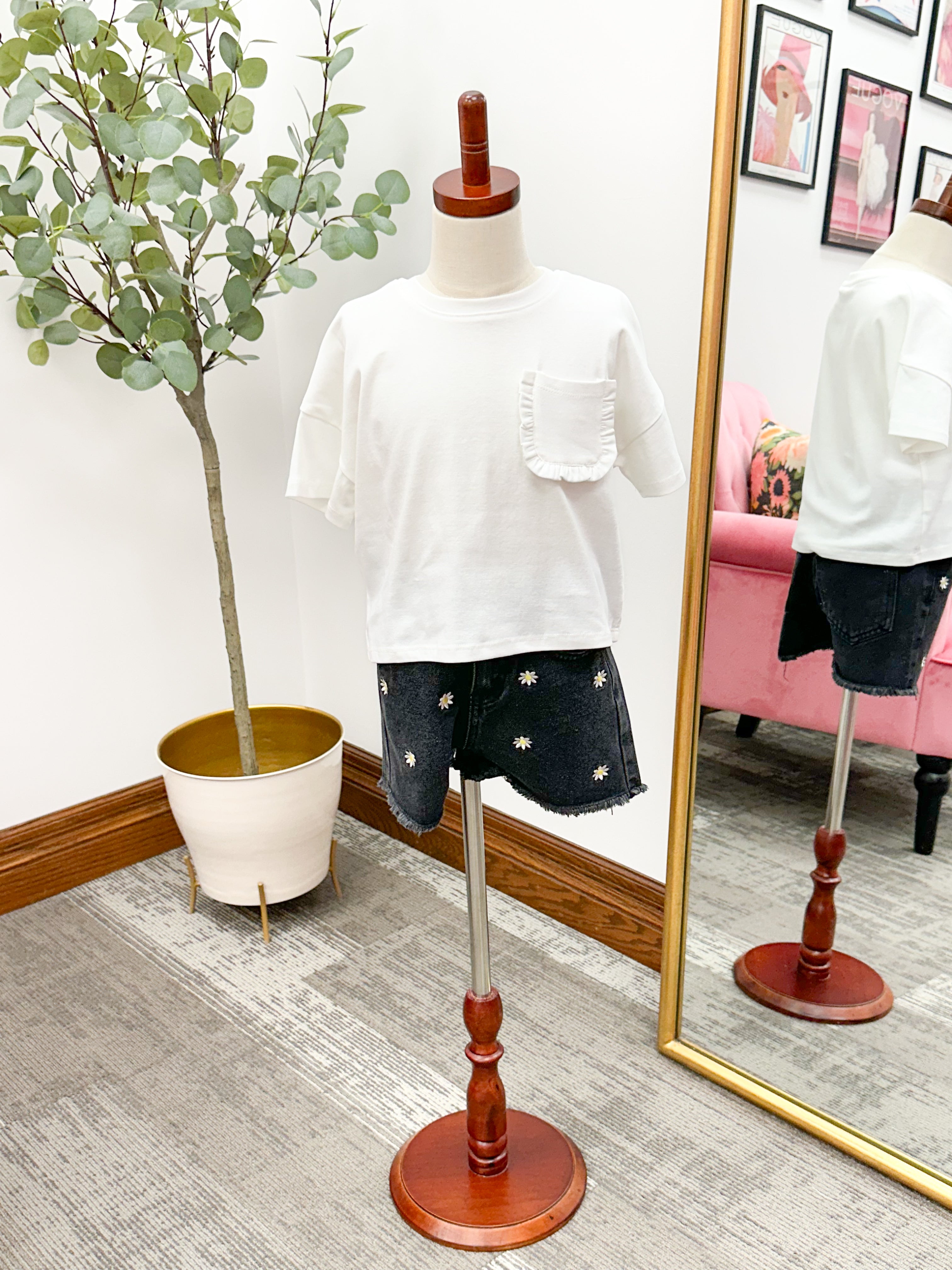 Girls Floral Embroidered Shorts