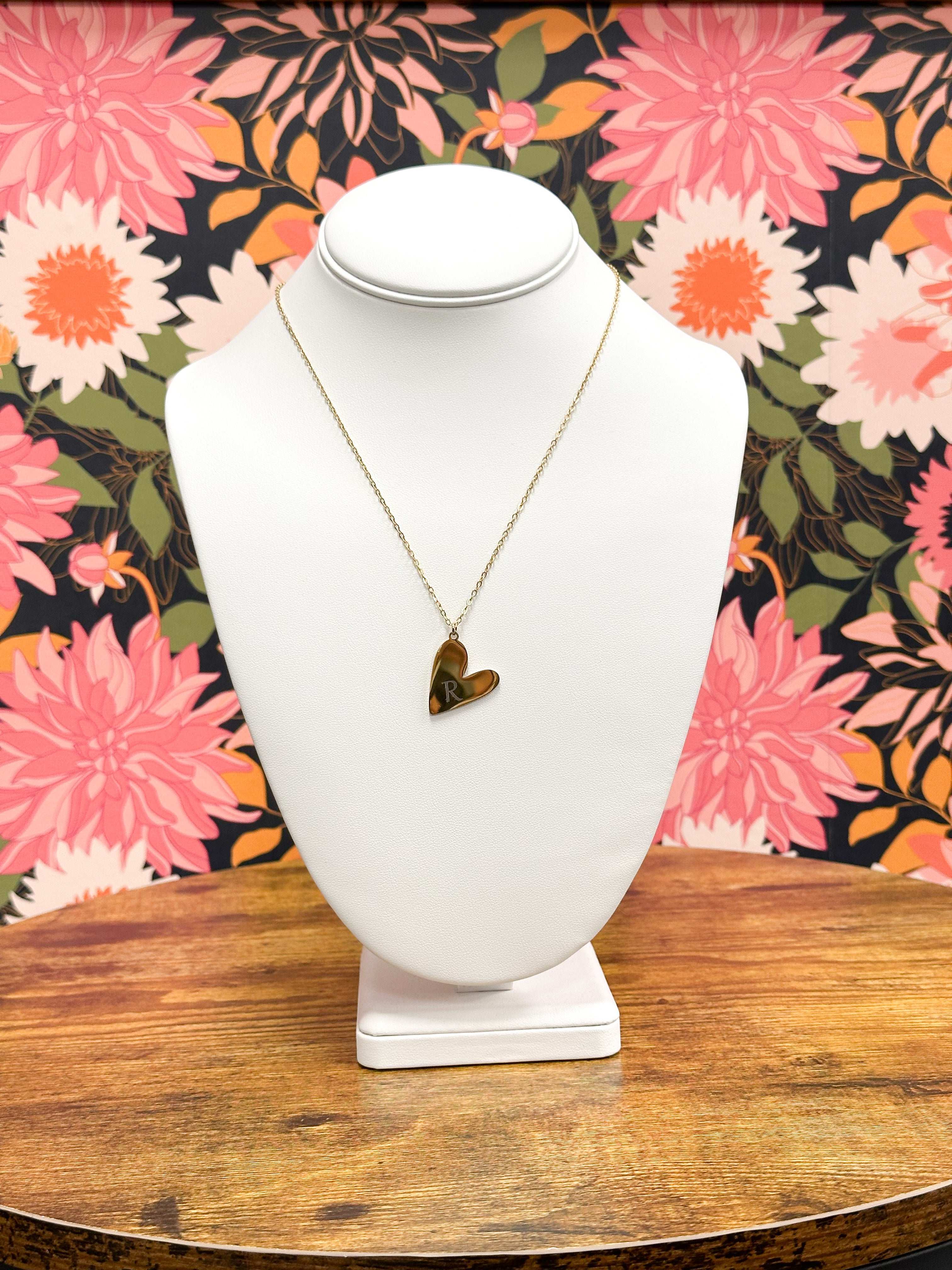 Gold Initial Heart Necklace