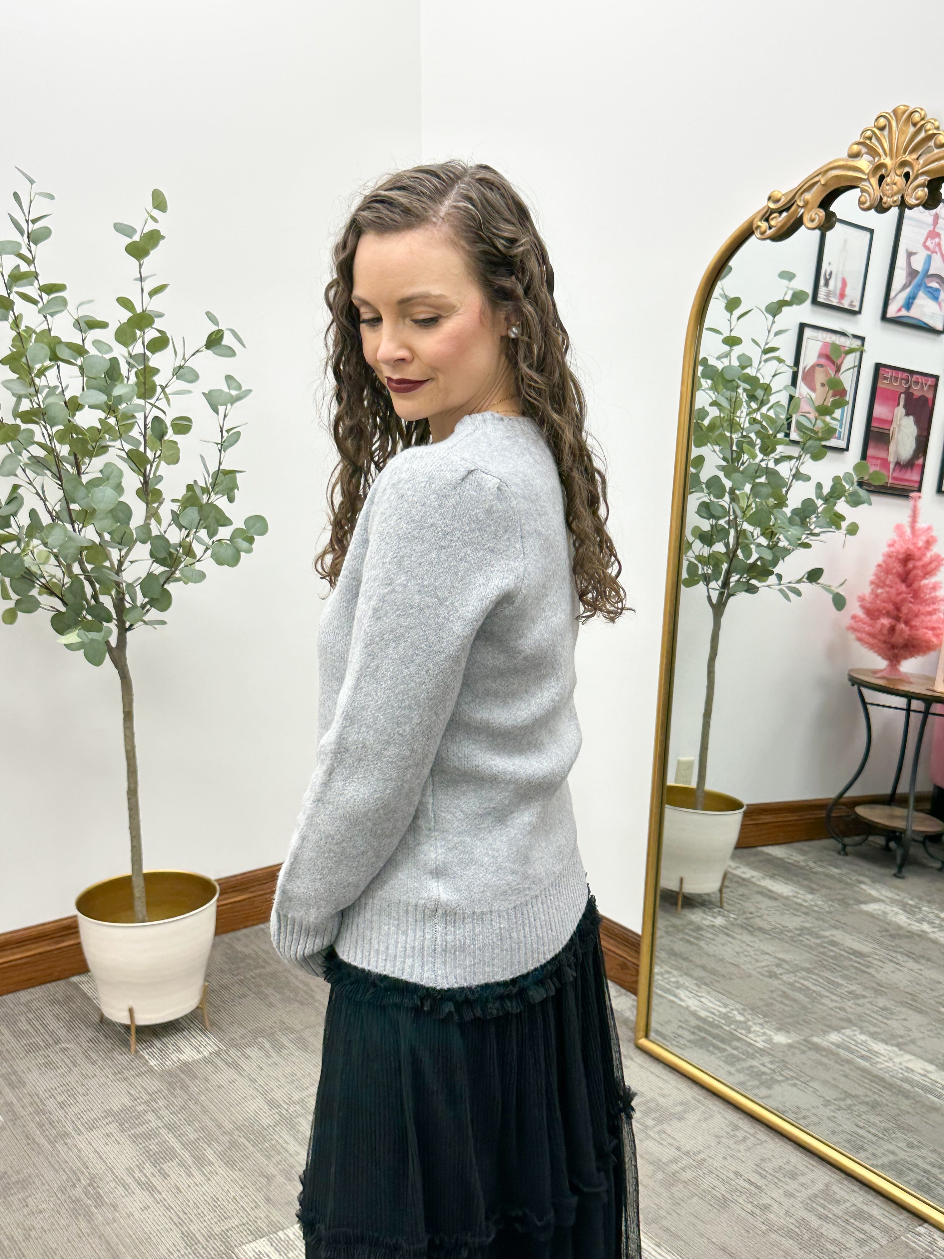 Kenzie Gray Puff Sleeve Sweater