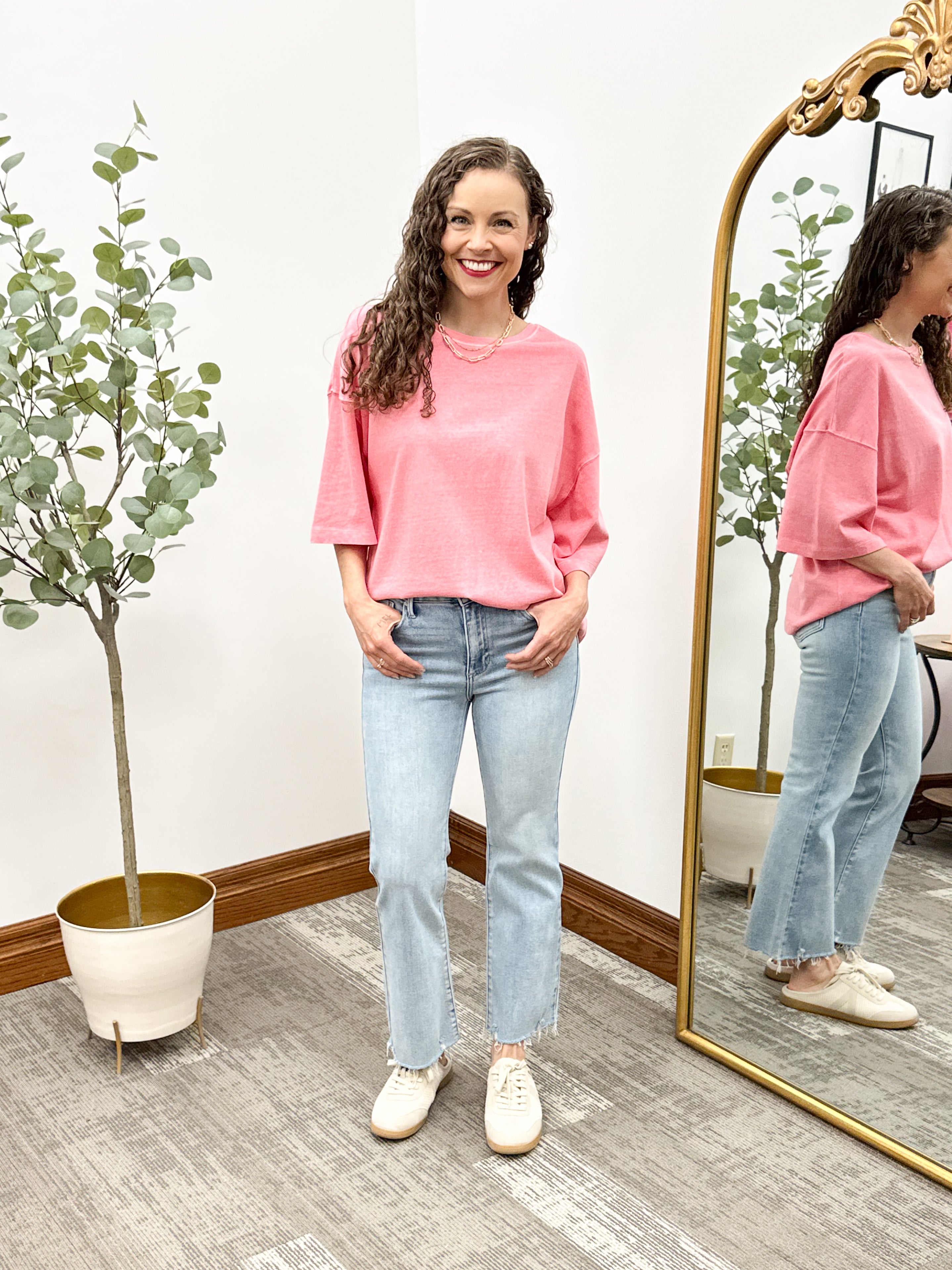 Washed Coral Oversized T-Shirt