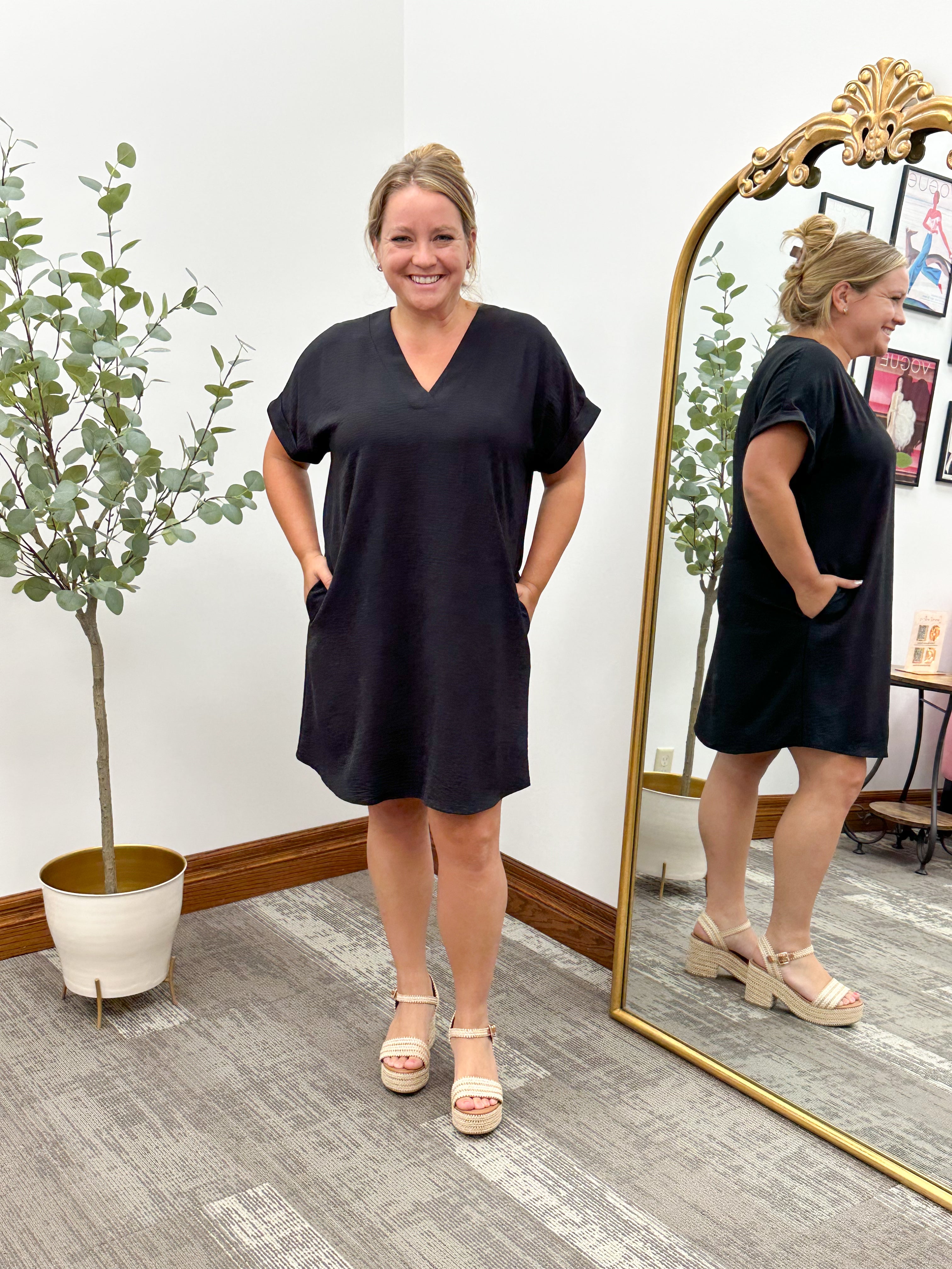Classic Black V-Neck Dress