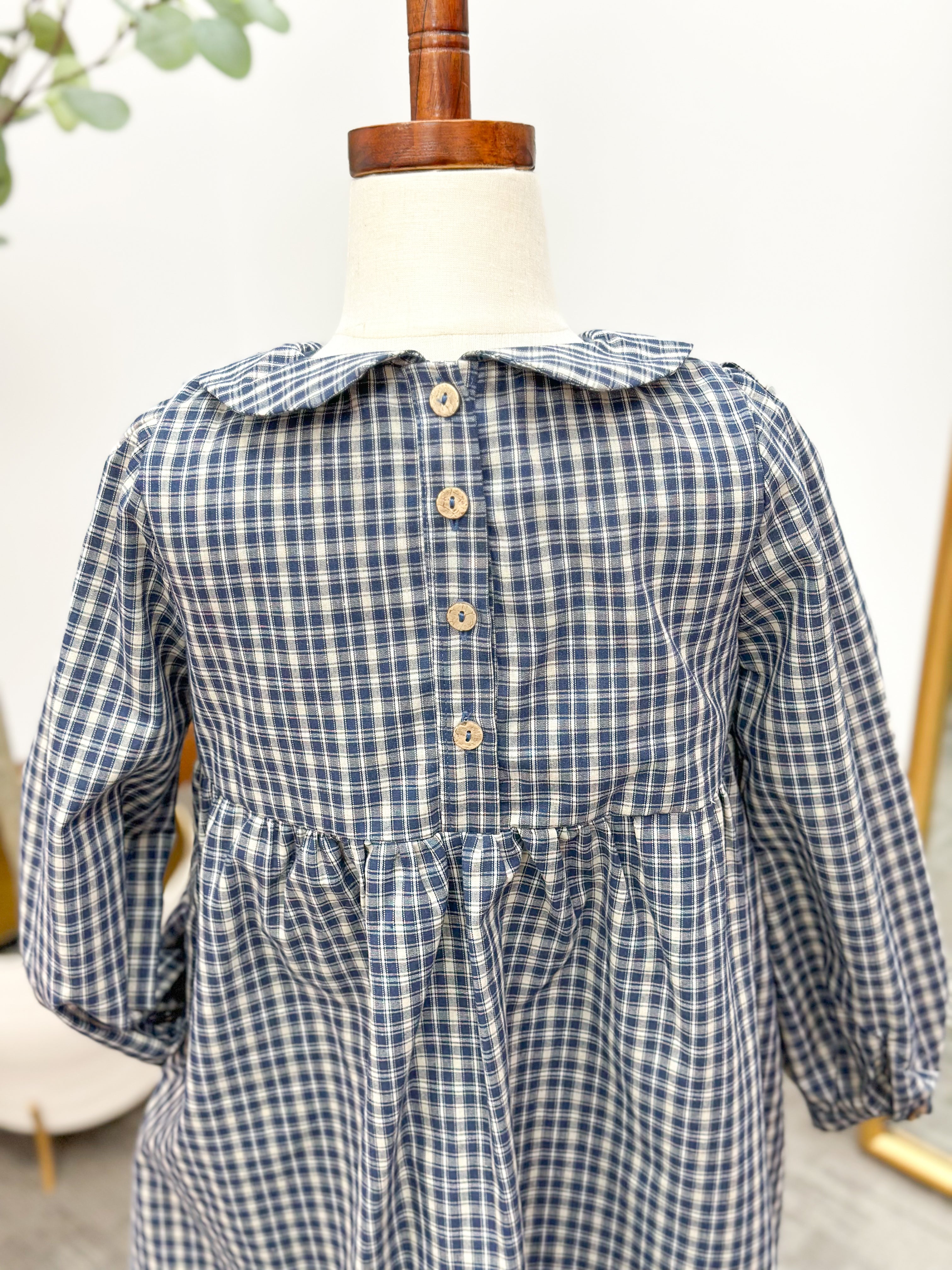 Girls Peter Pan Collar Plaid Dress