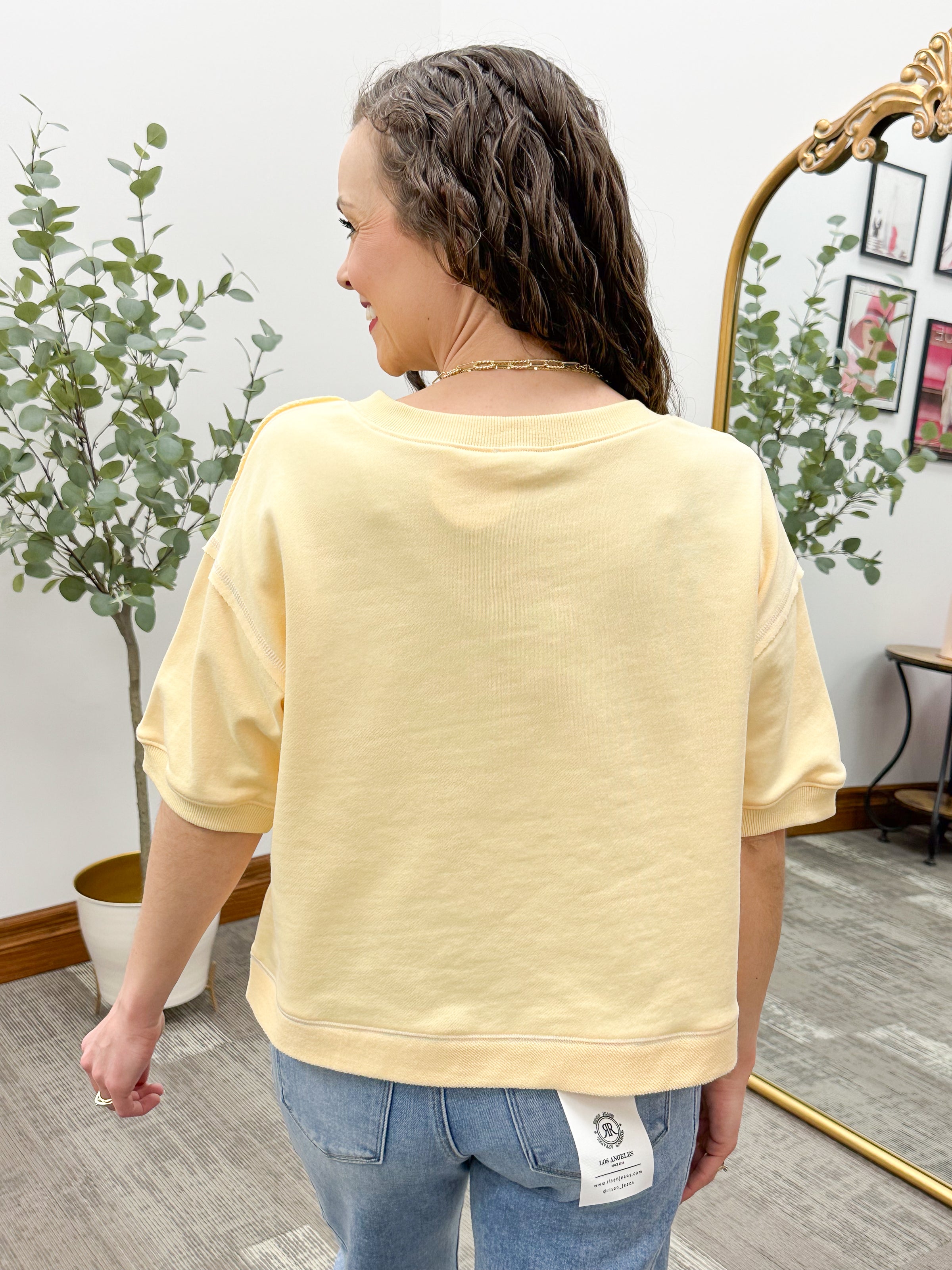 Yellow Short Sleeve Sweatshirt