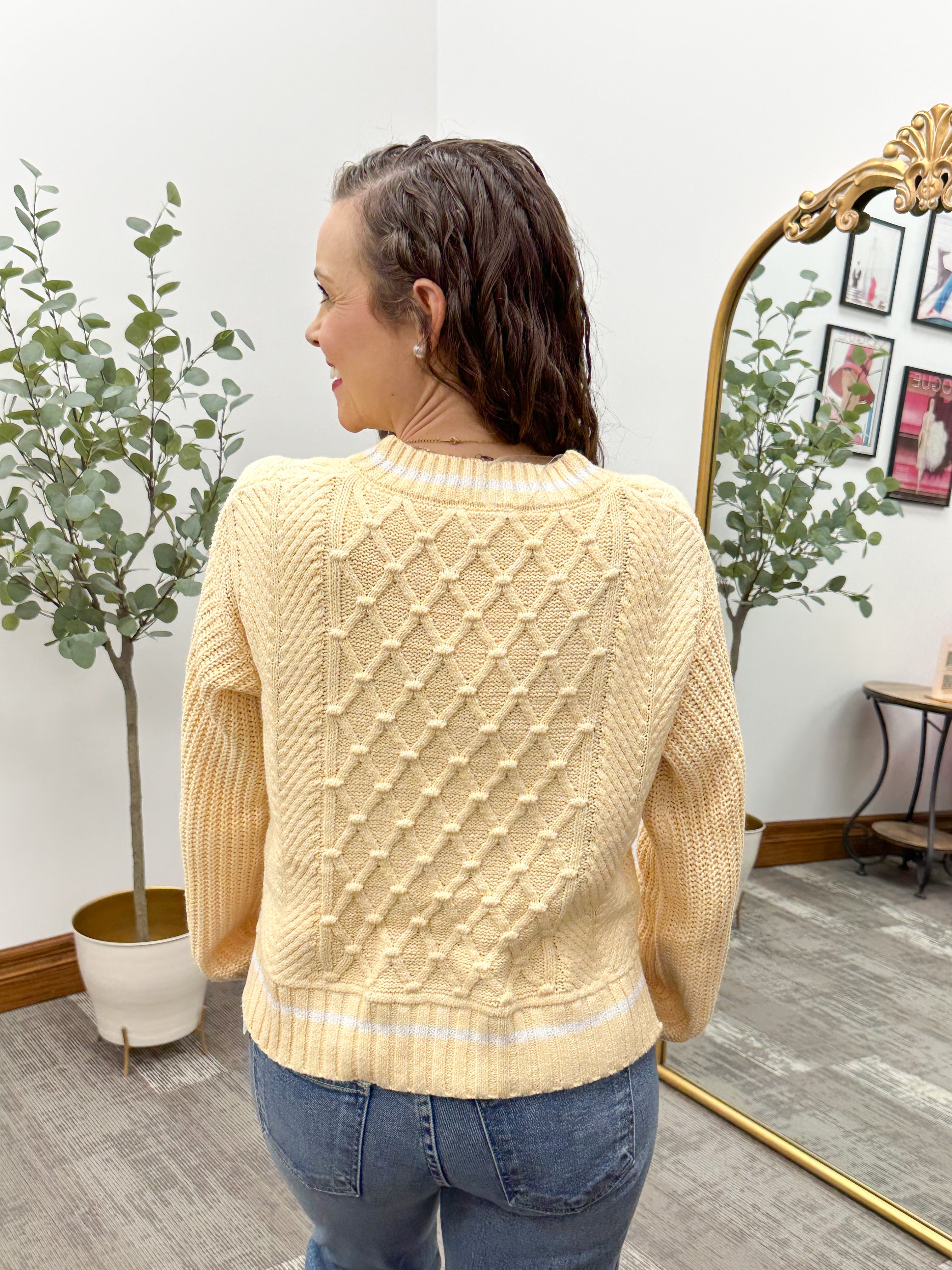 Yellow Cable Knit Sweater