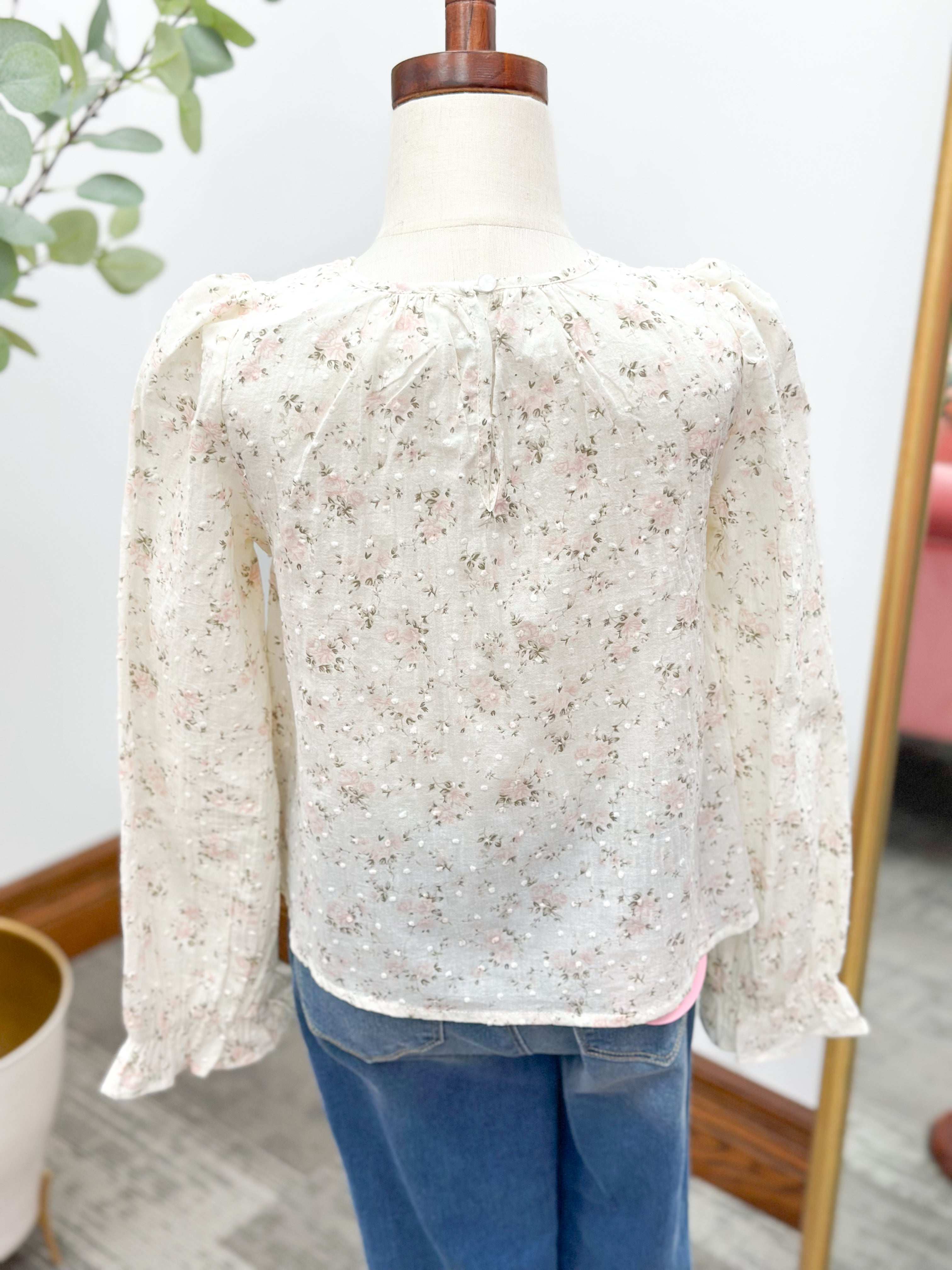Girls Floral Long Sleeve Top