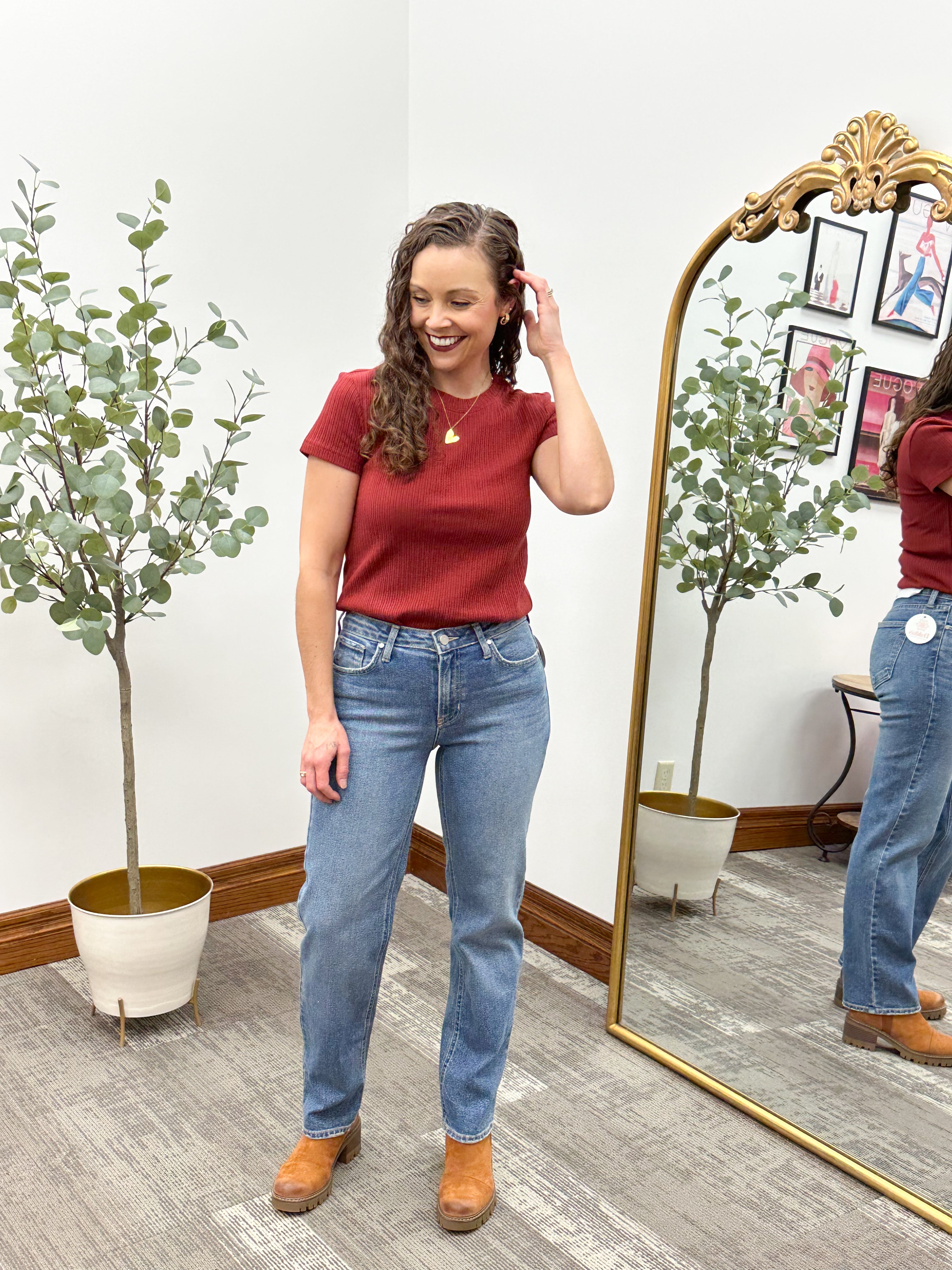 Minnie Burgundy Short Sleeve Top