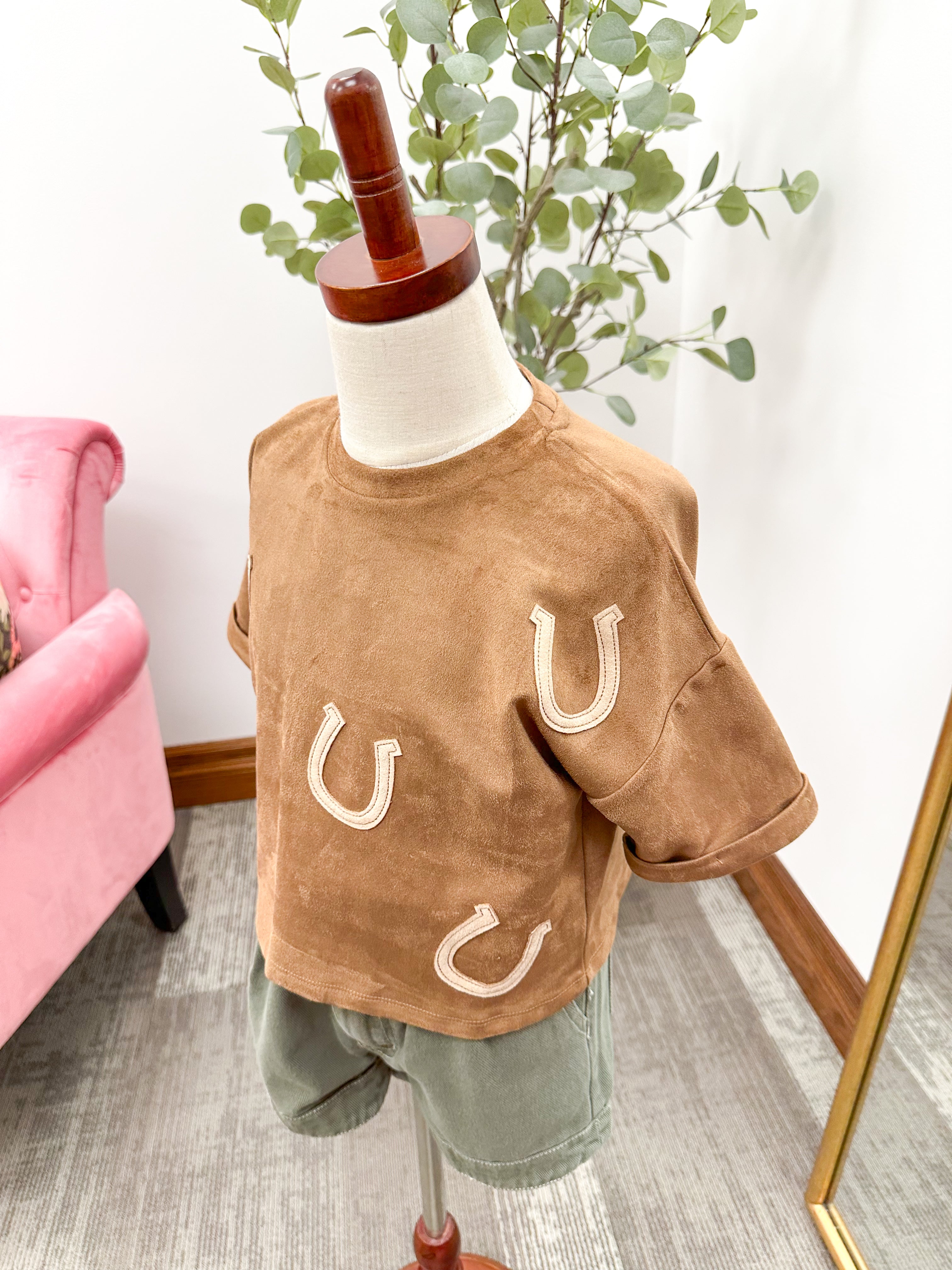 Girls Horseshoe Suede T-Shirt