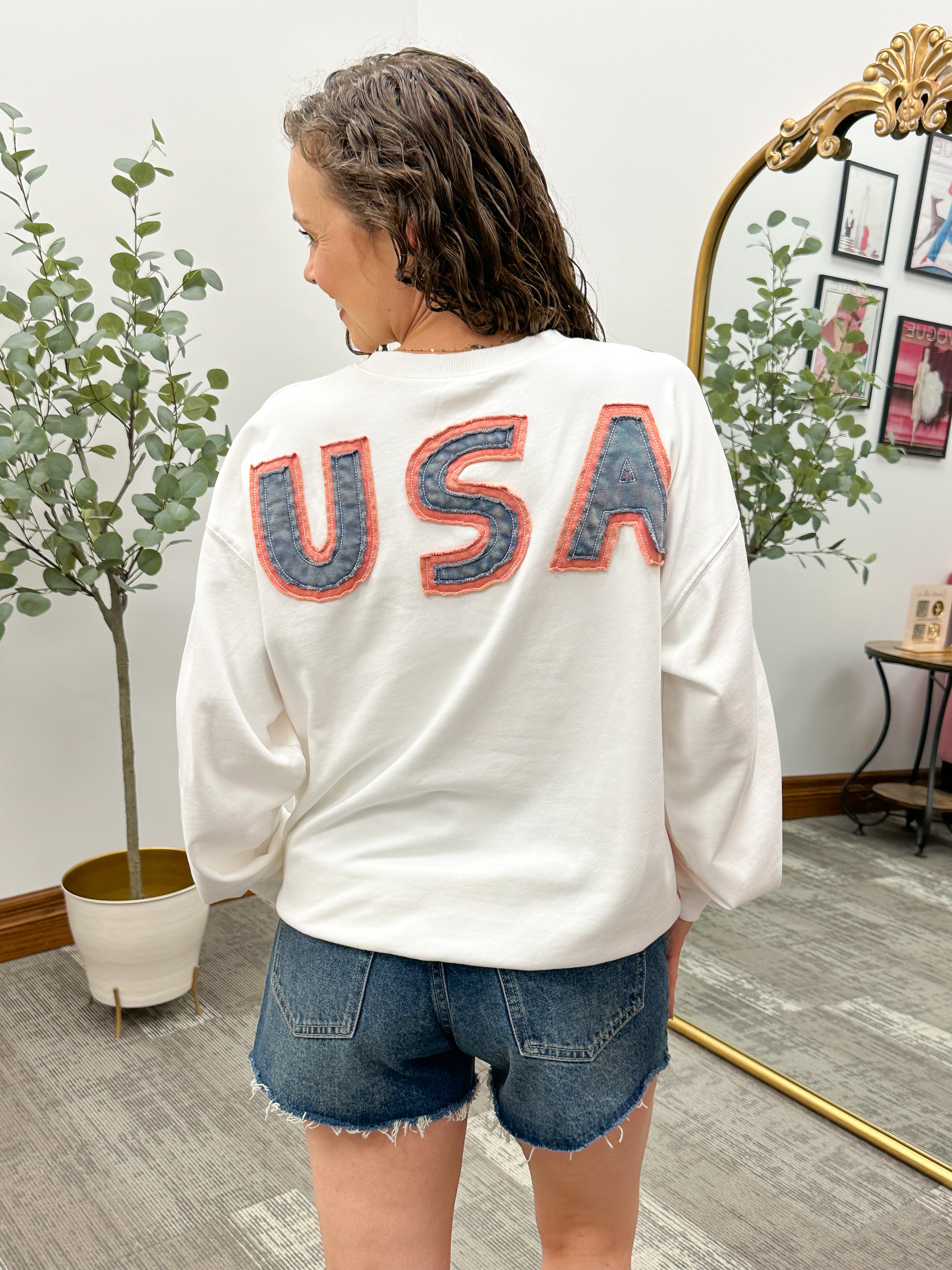 American Flag Patch Terry Sweatshirt