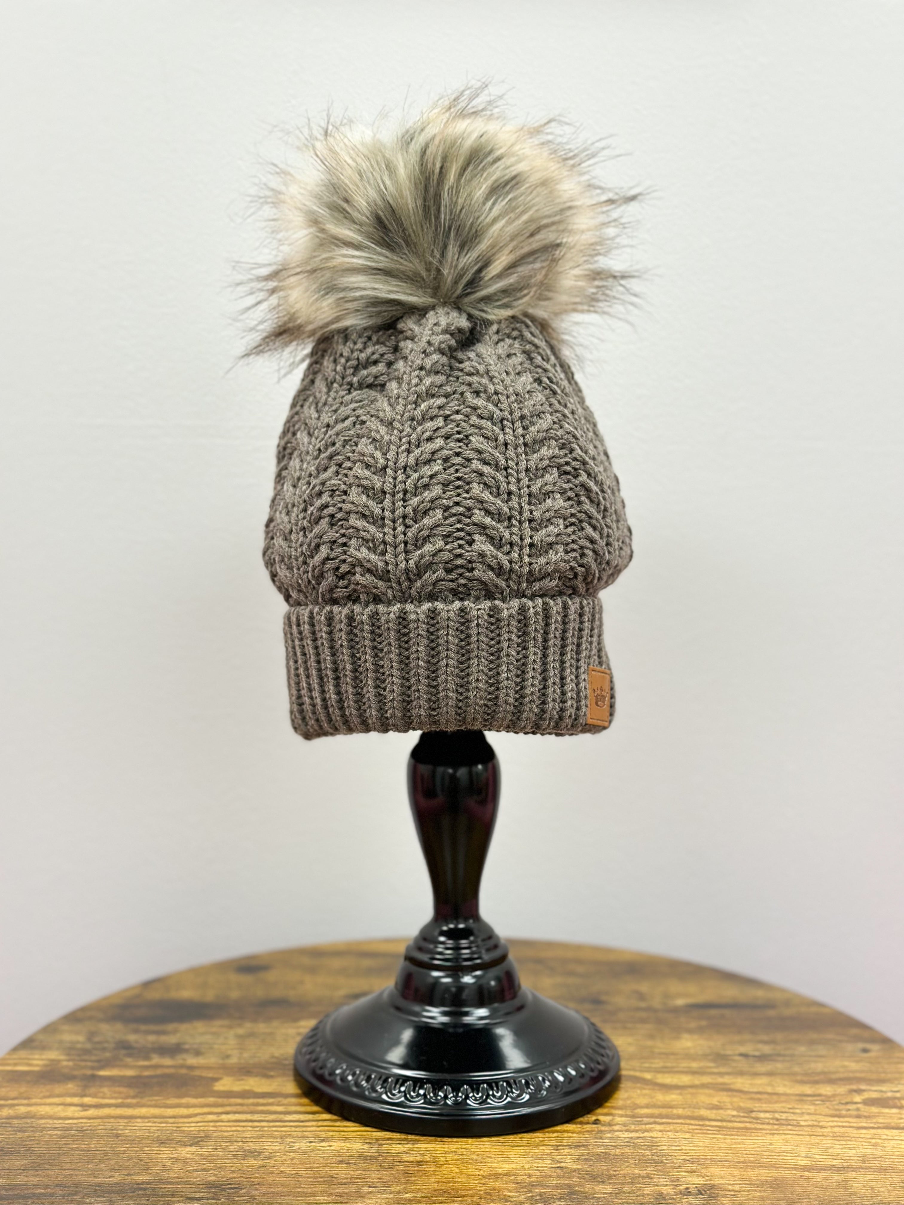 Tan Cable Knit Hat