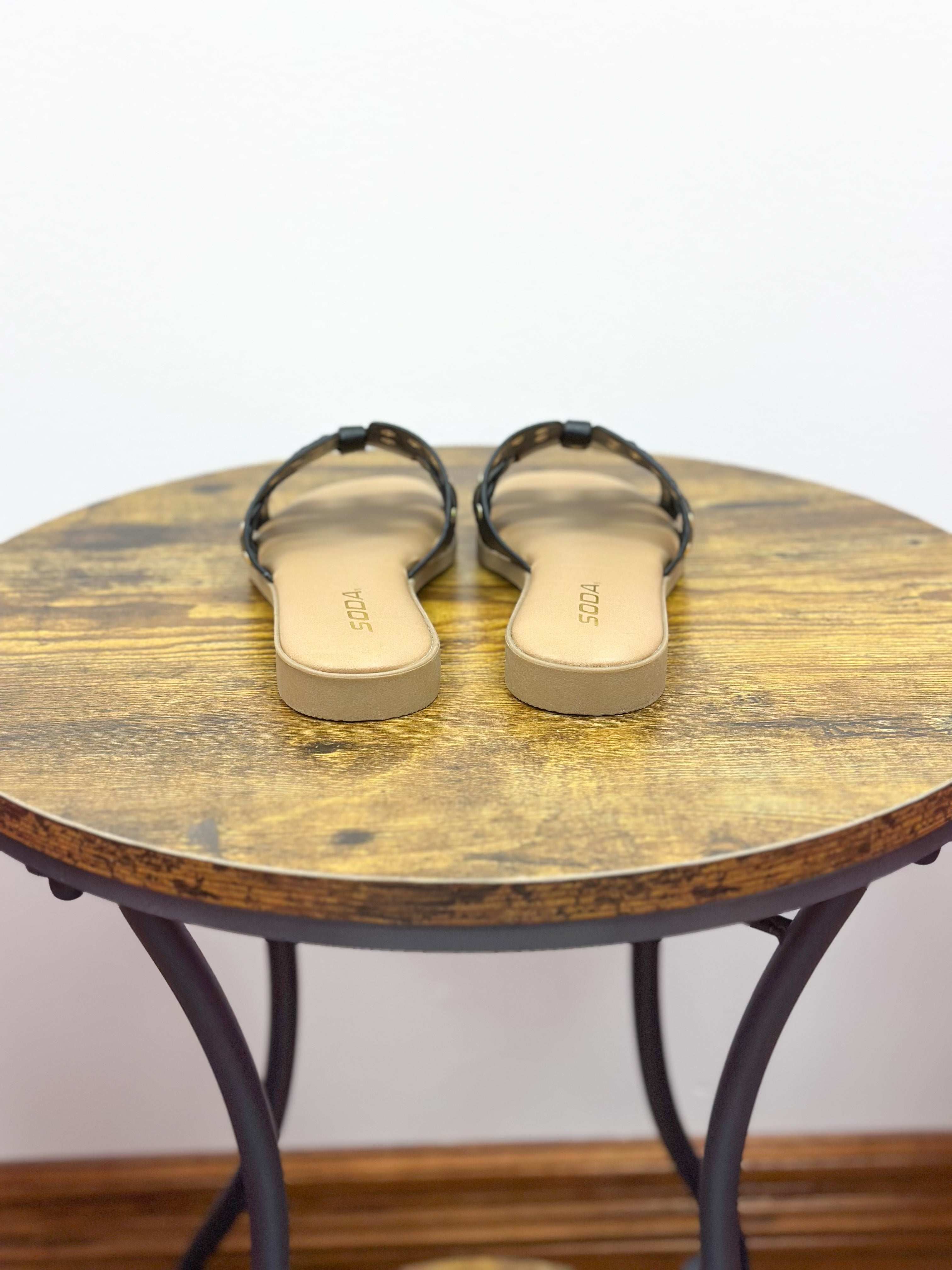 Iris Black Studded Sandals