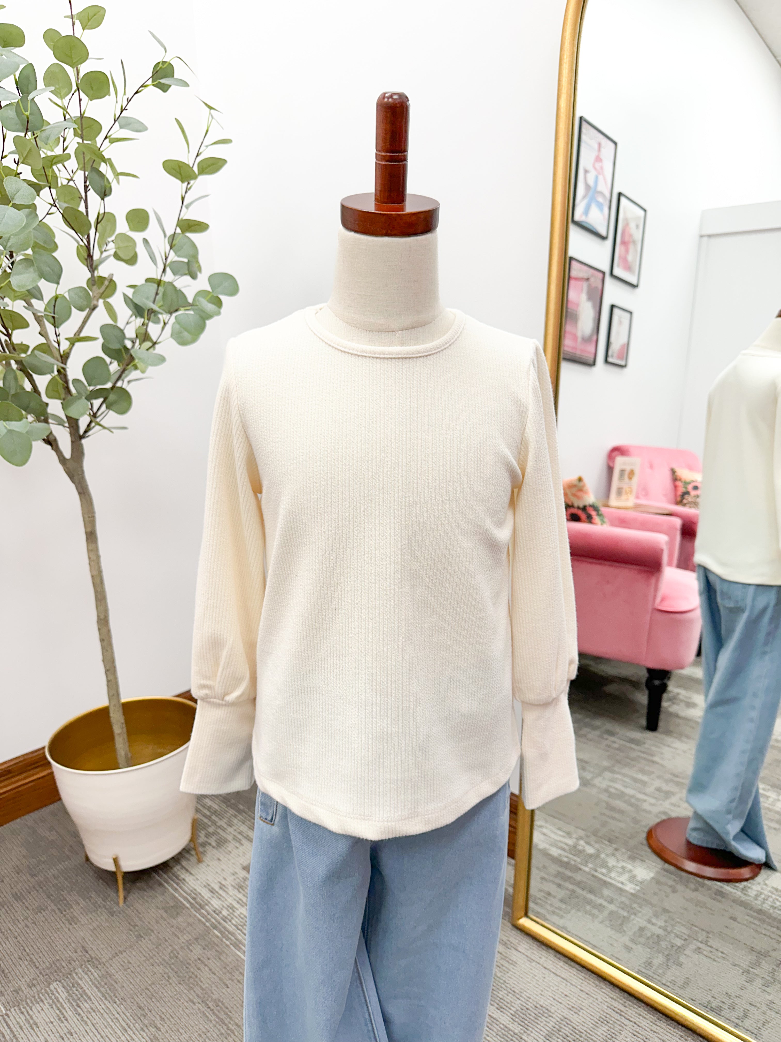 Girls Ribbed Long Sleeve Top