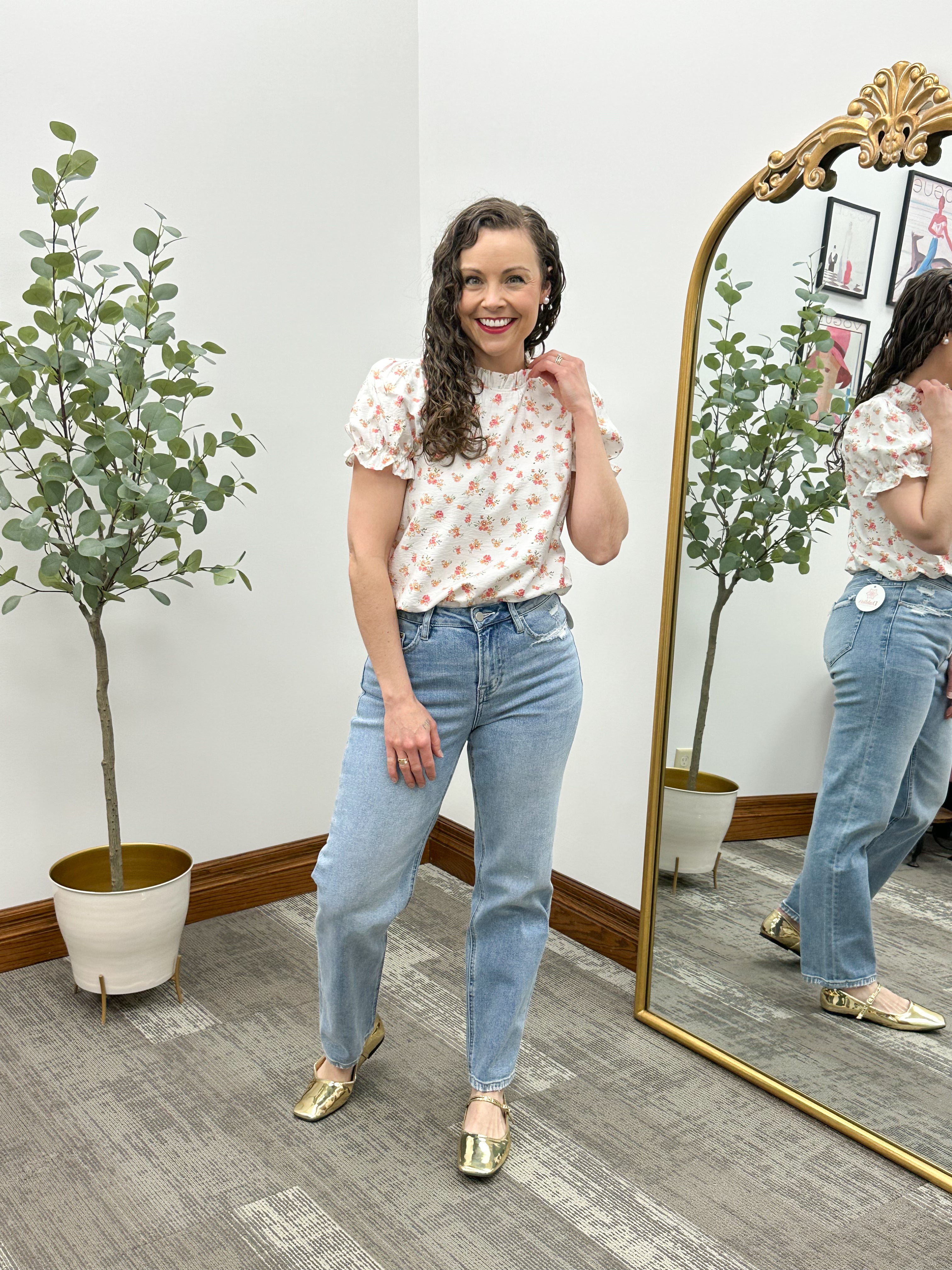 Floral Mock Neck Blouse