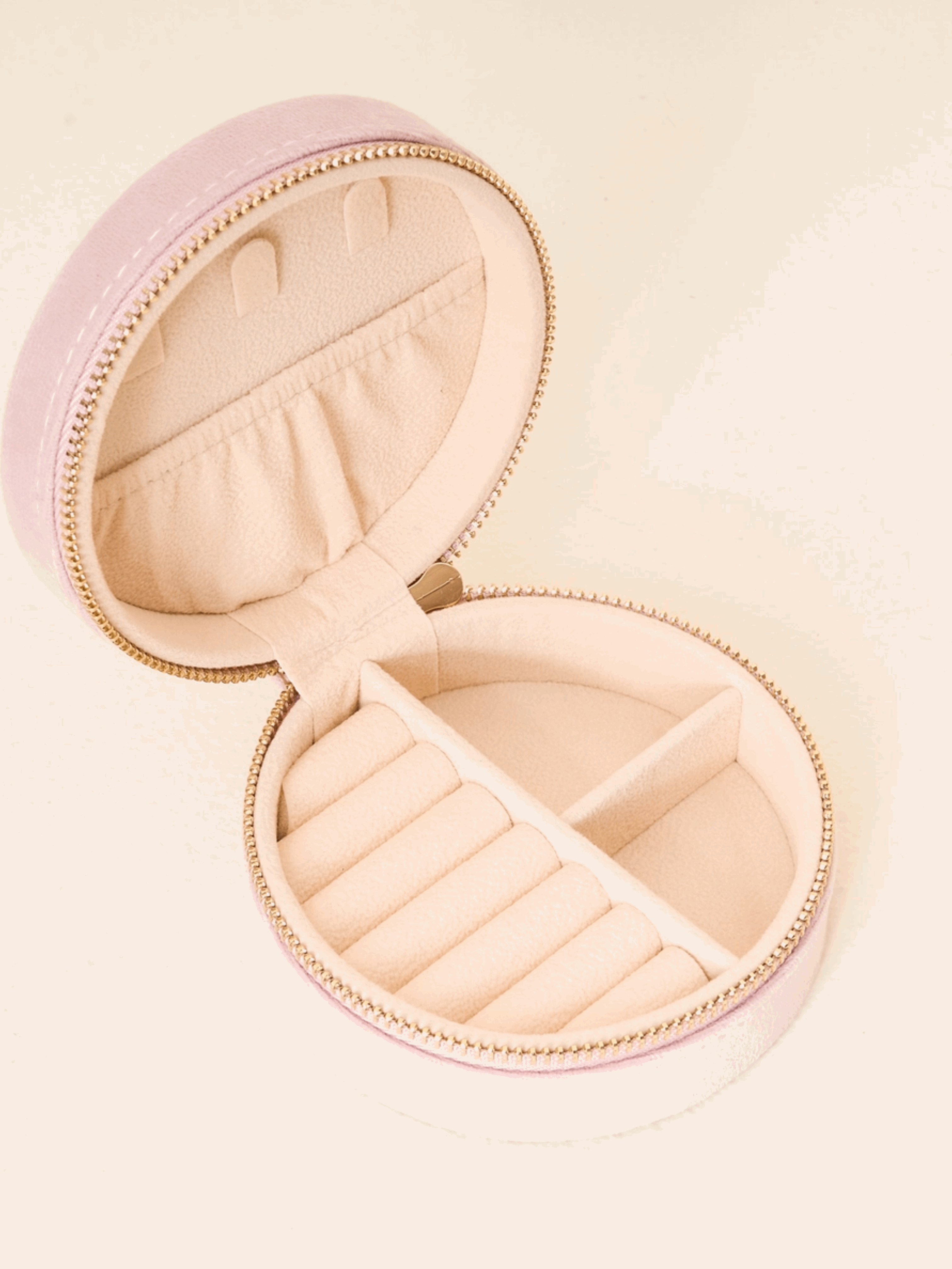 Floral Round Velvet Jewelry Case