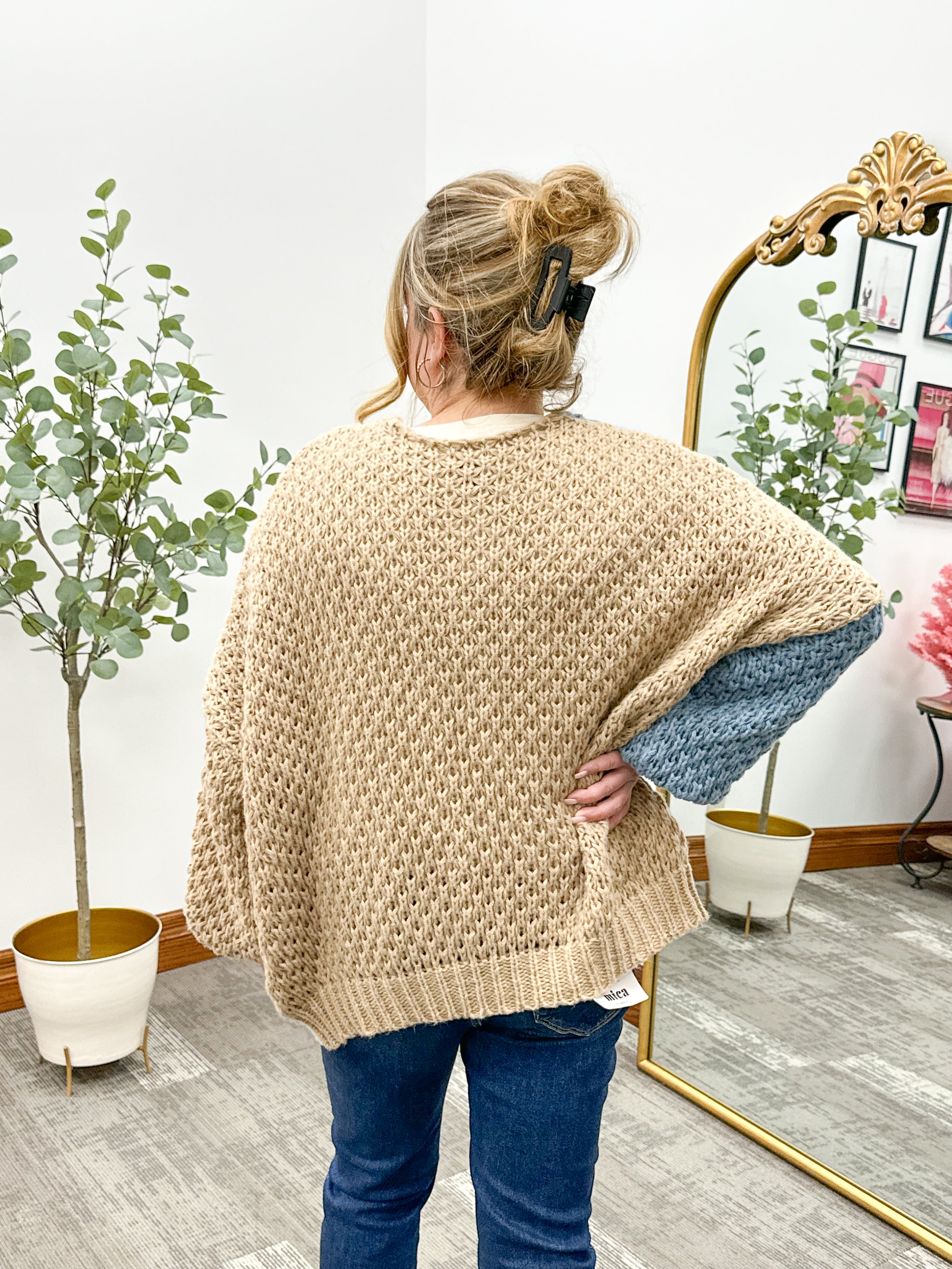 Chunky Knit Color Block Cardigan