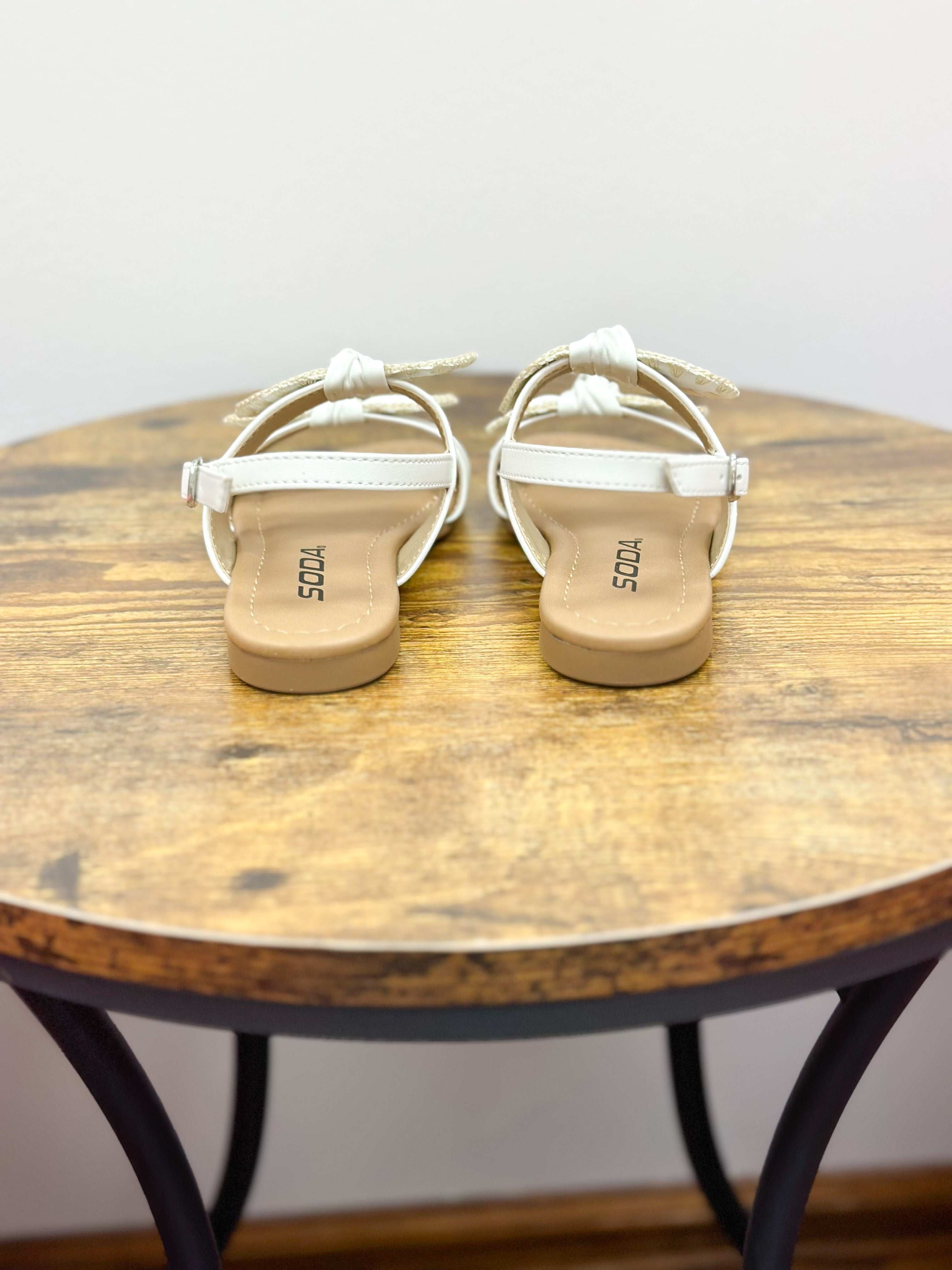 Girls Ivory Bow Sandals