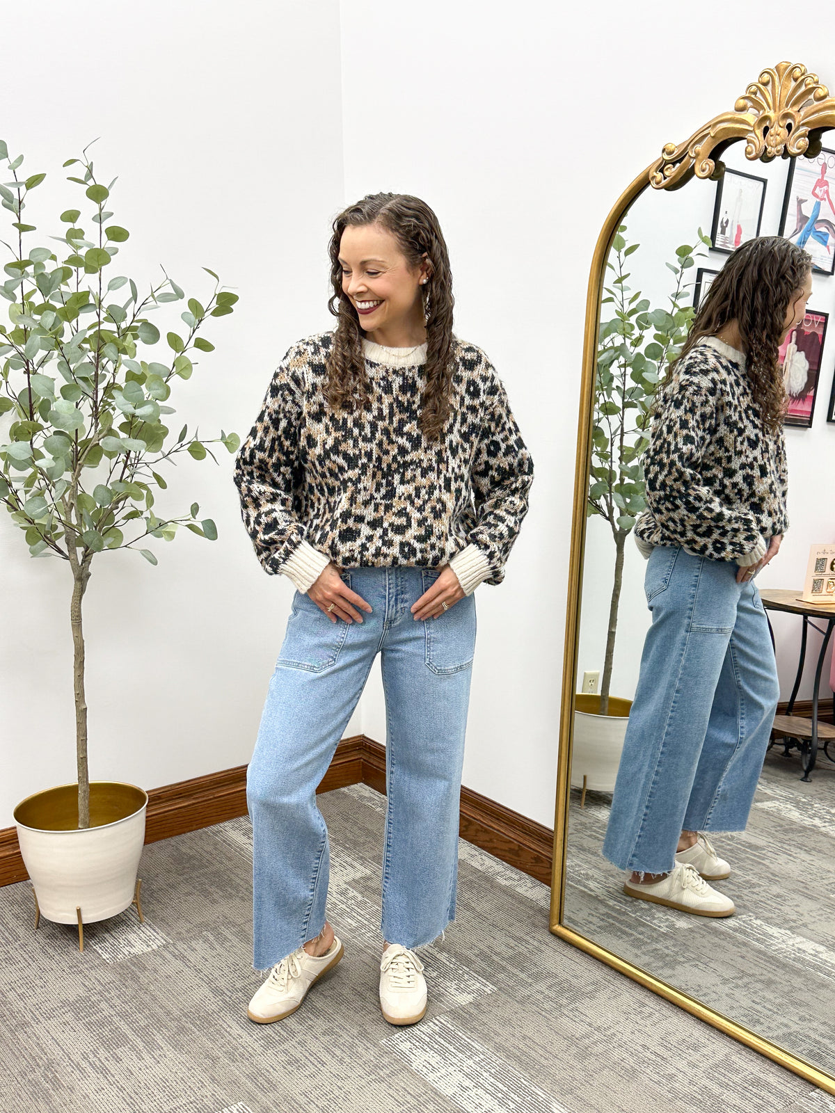 Leopard Print Long Sleeve Sweater