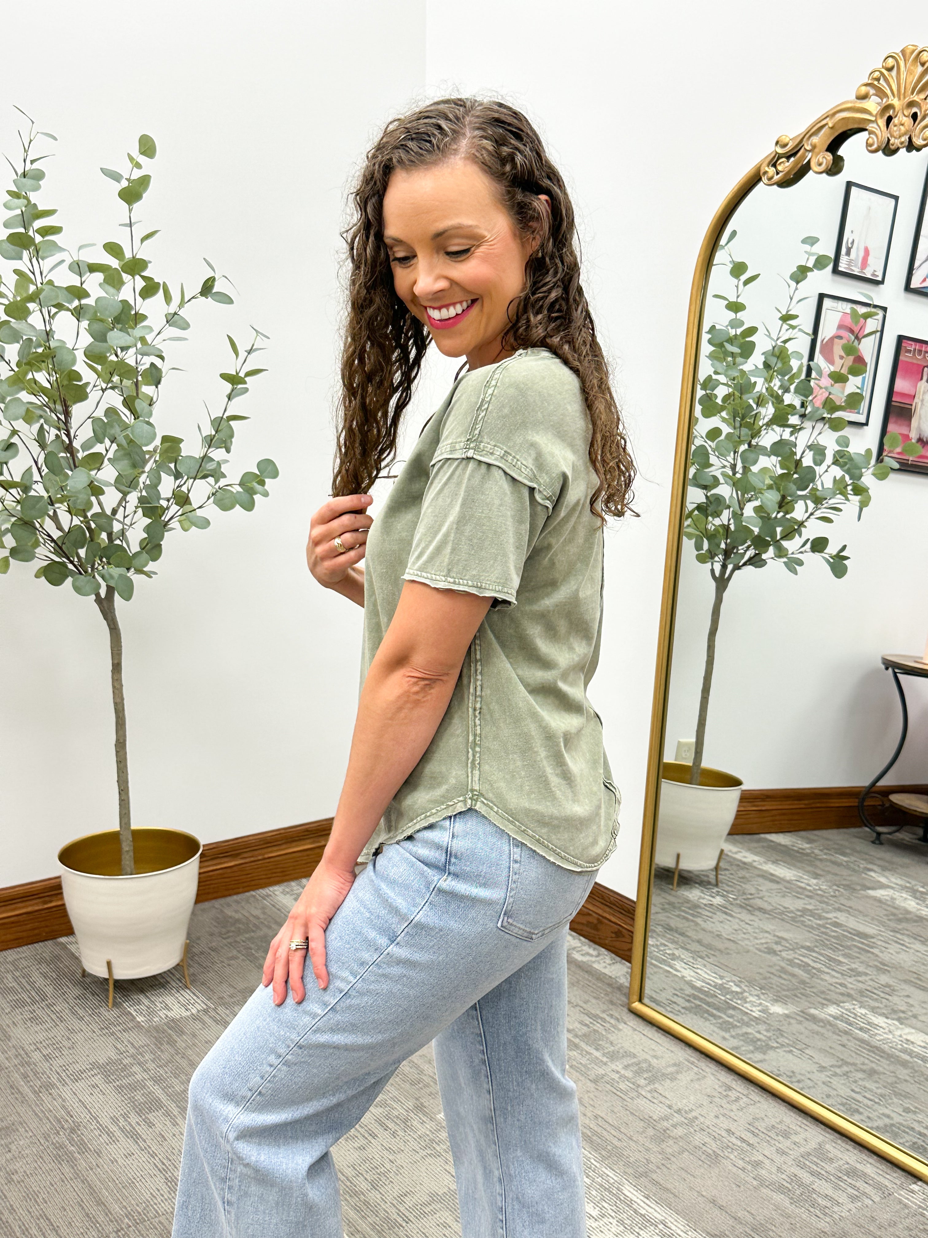 Freya Olive Raw Hem T-Shirt
