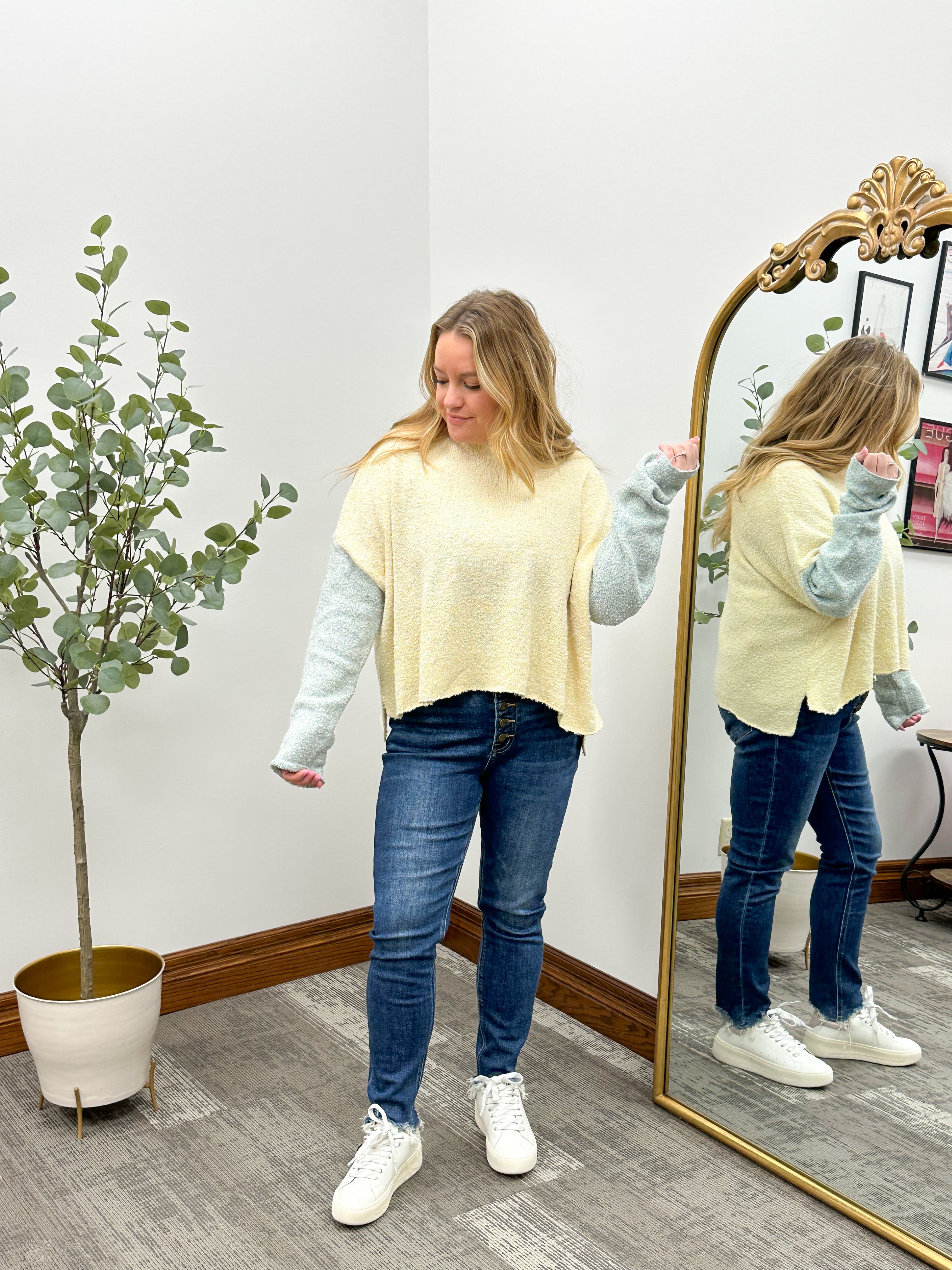 Bella Cropped Colorblock Sweater