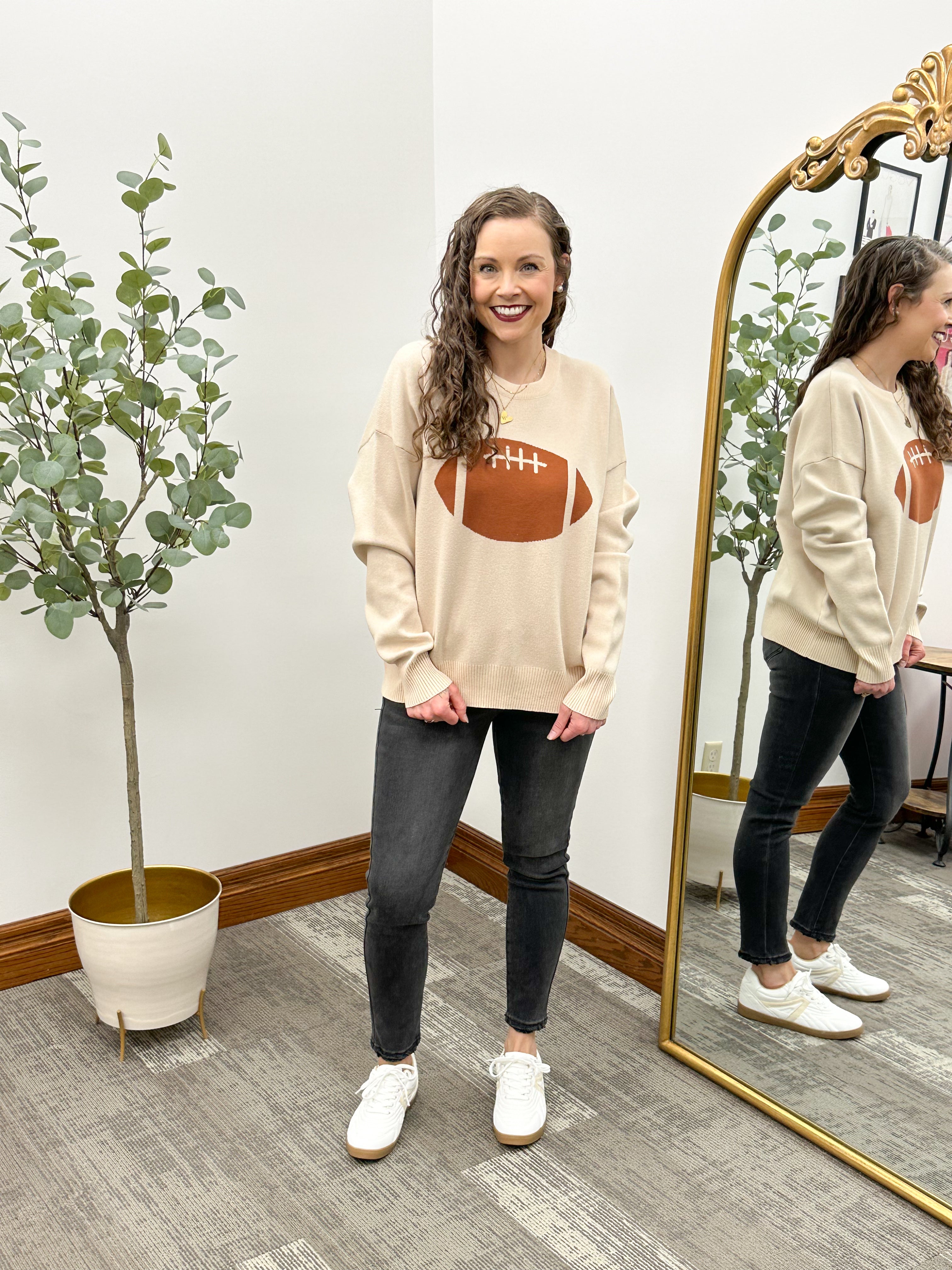 Beige Football Sweater