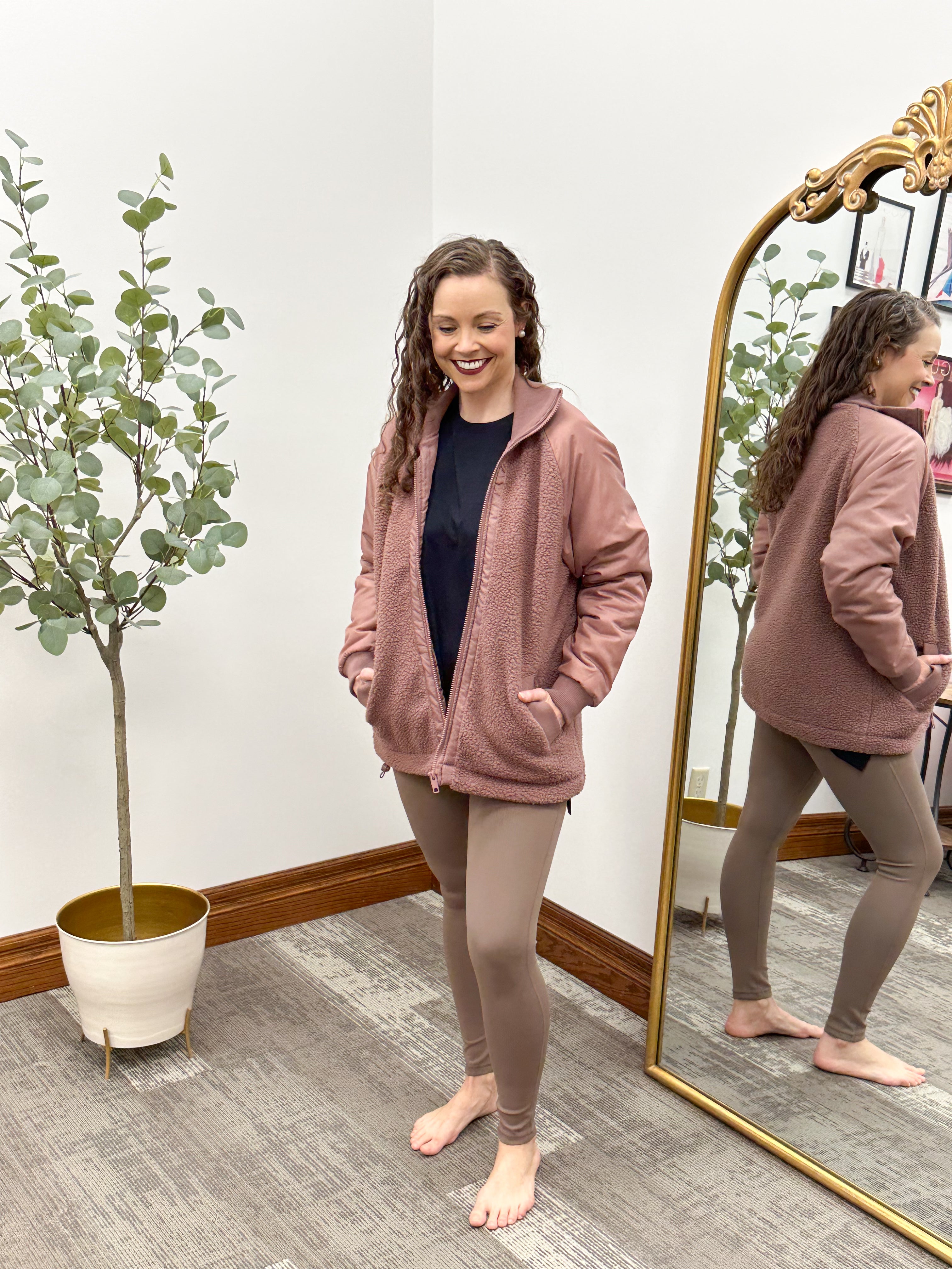 Sherpa Zip Up Long Bomber Jacket