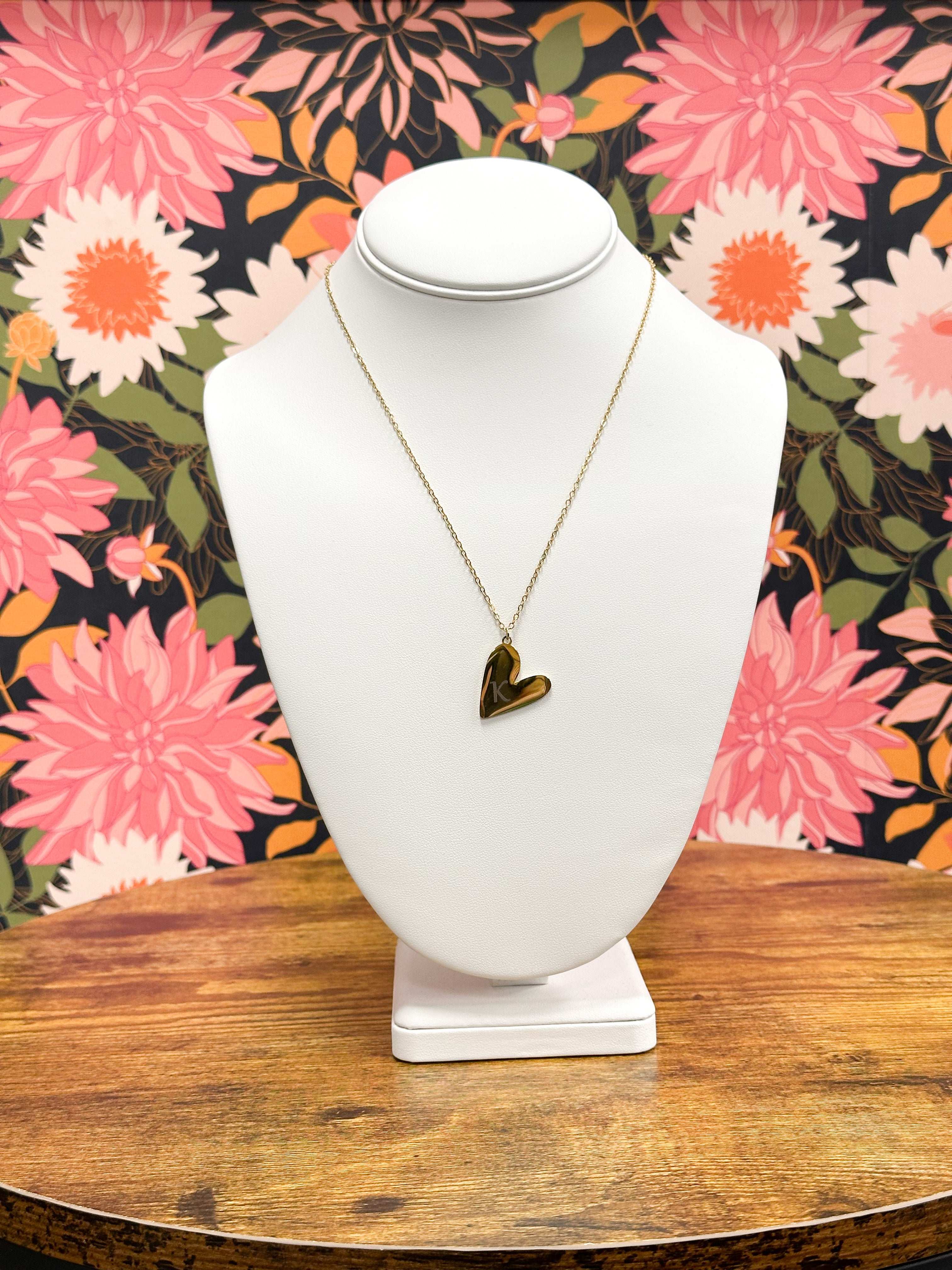 Gold Initial Heart Necklace