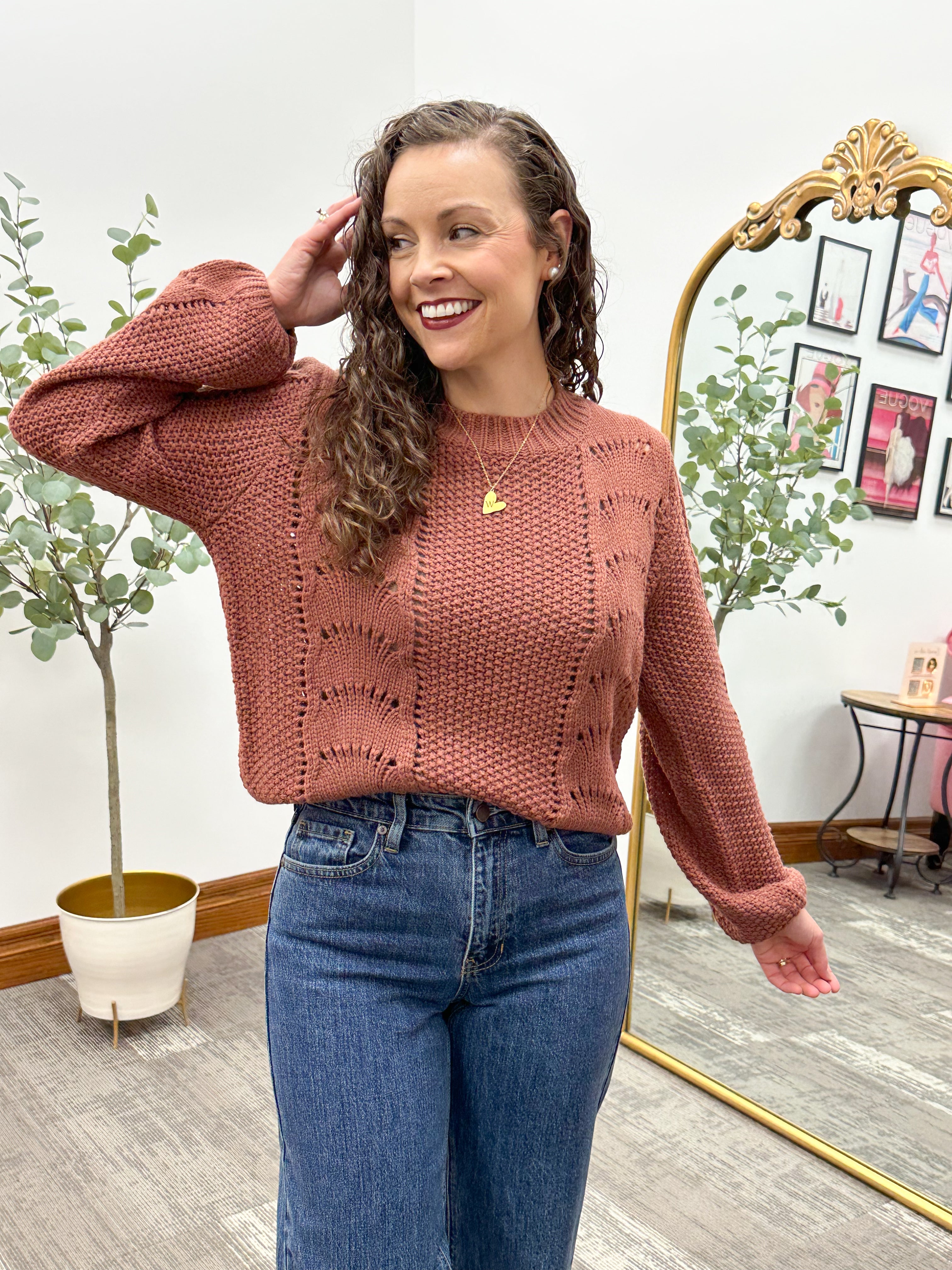 Dark Mauve Crochet Sweater