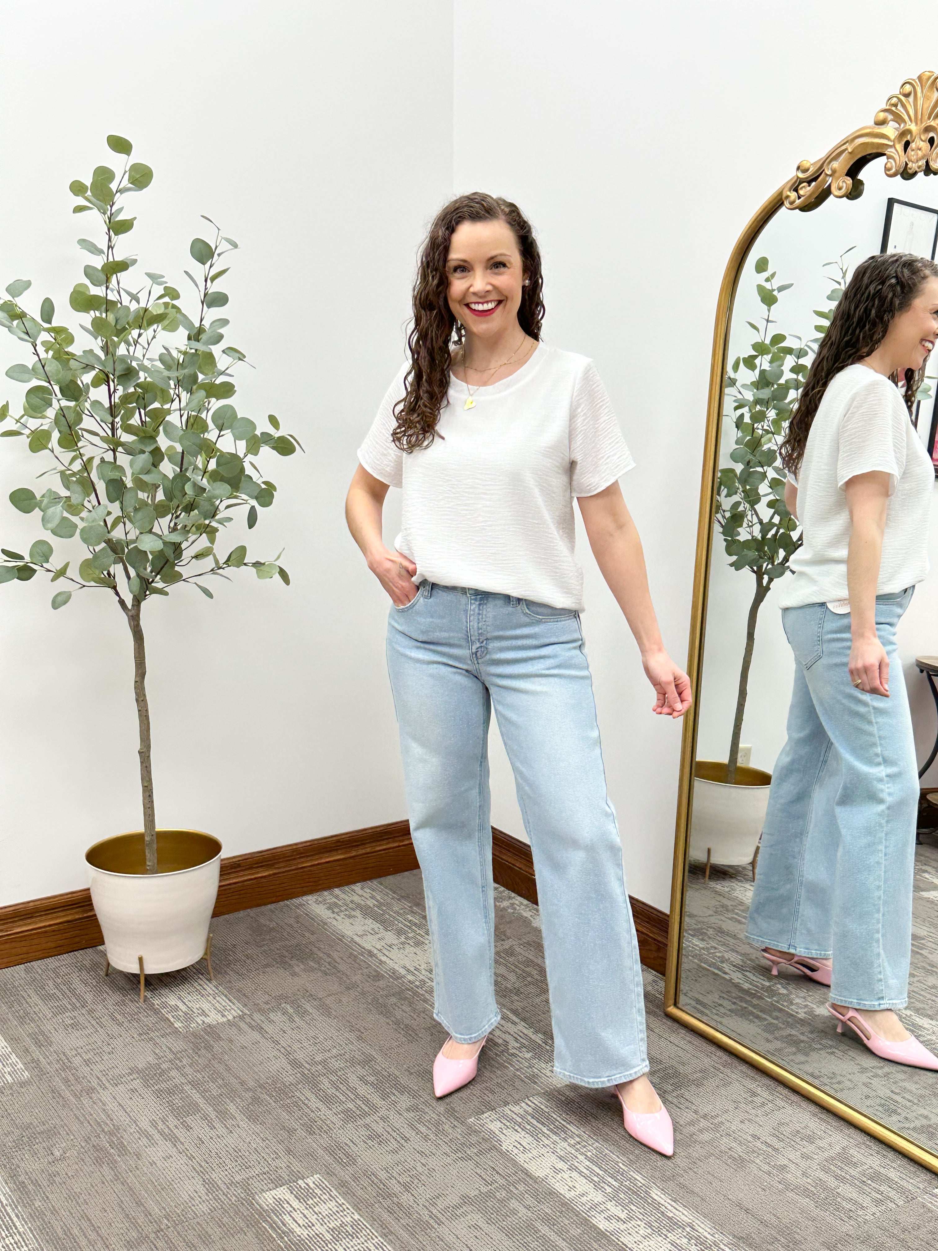 Lyla Off White Short Sleeve Top