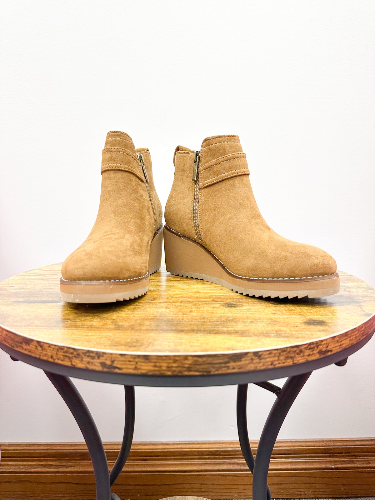 Corkys Intuition Camel Wedge Booties