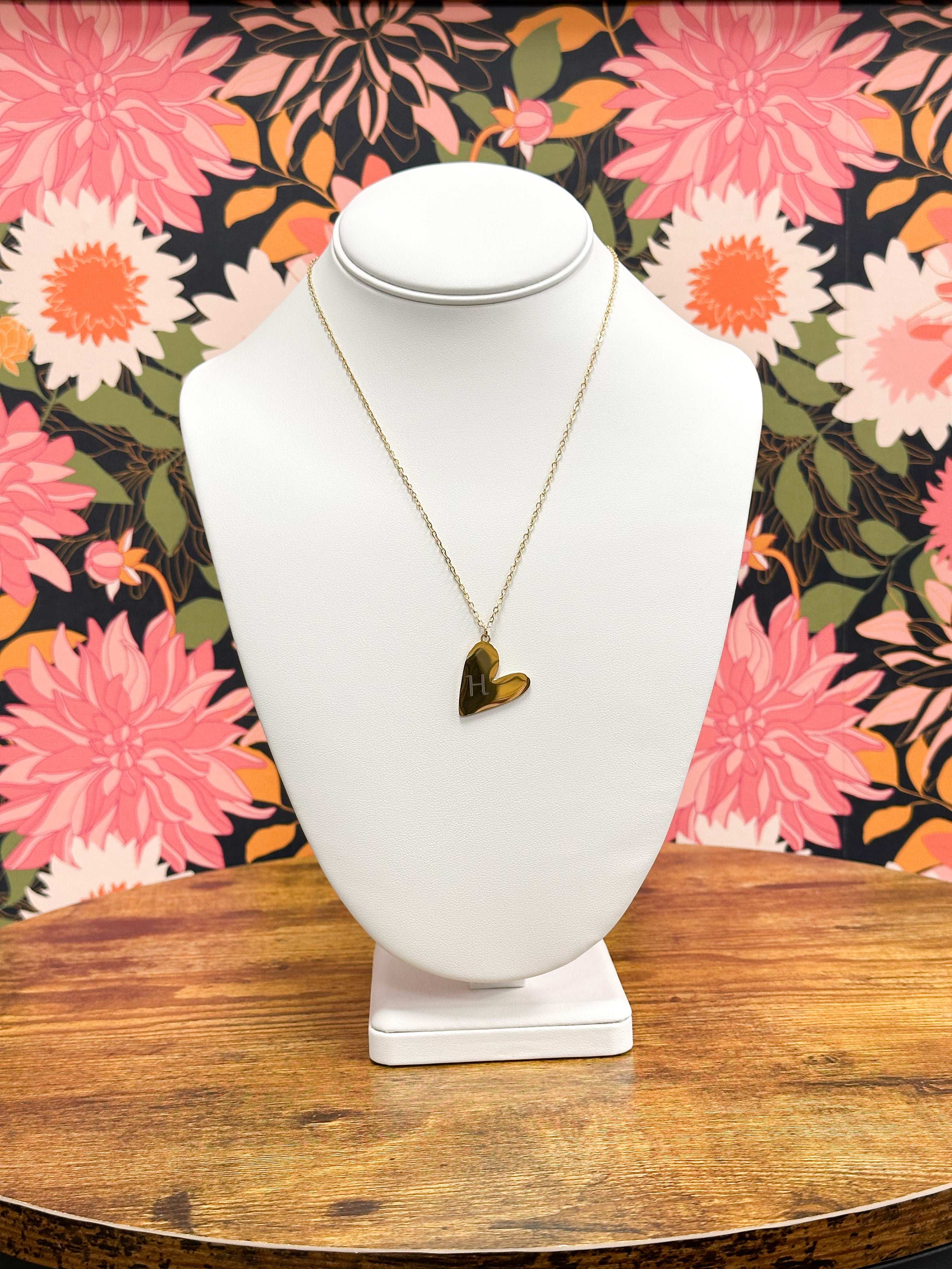 Gold Initial Heart Necklace