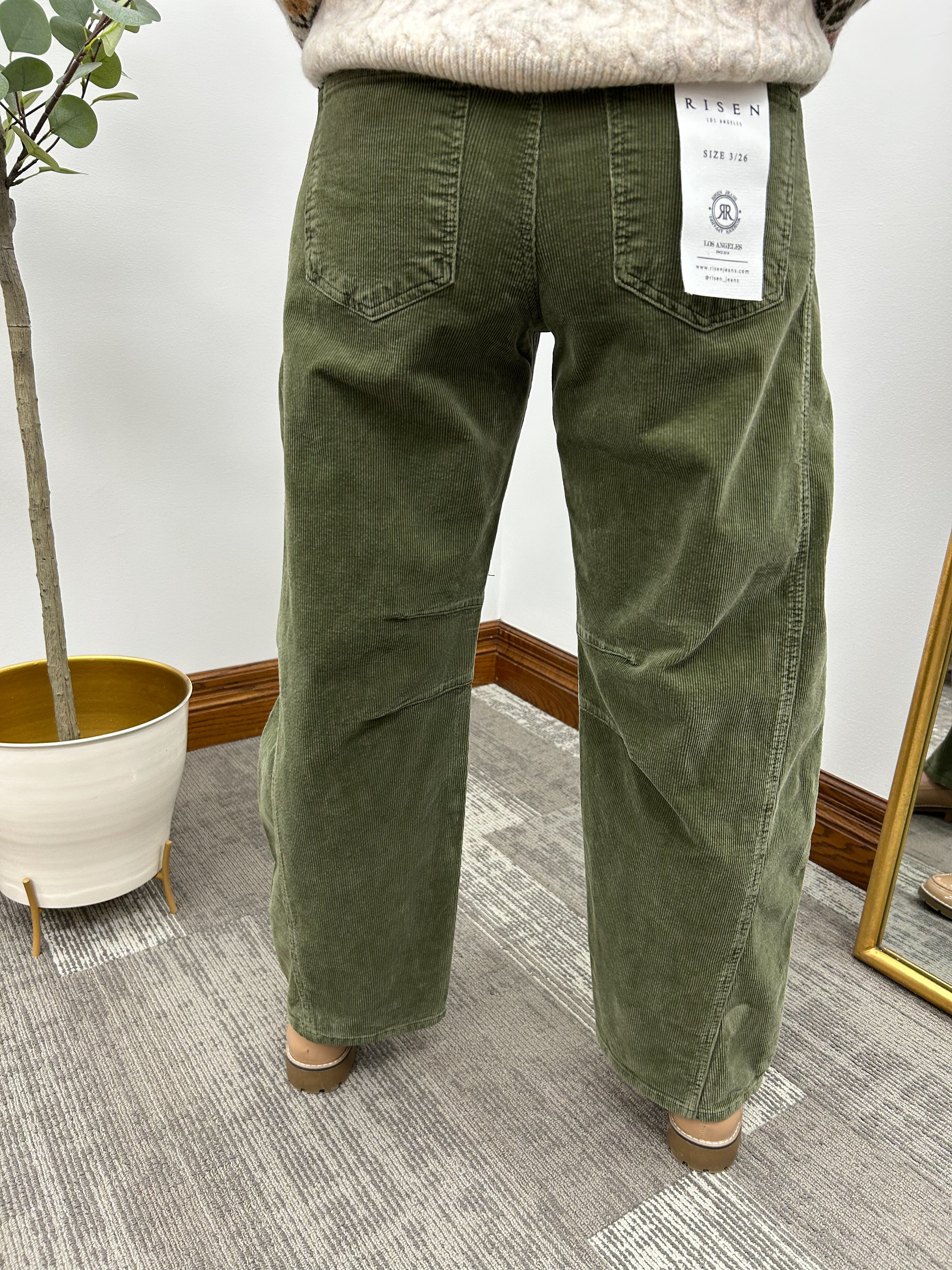 Slouchy Ankle Barrel Corduroy Pants