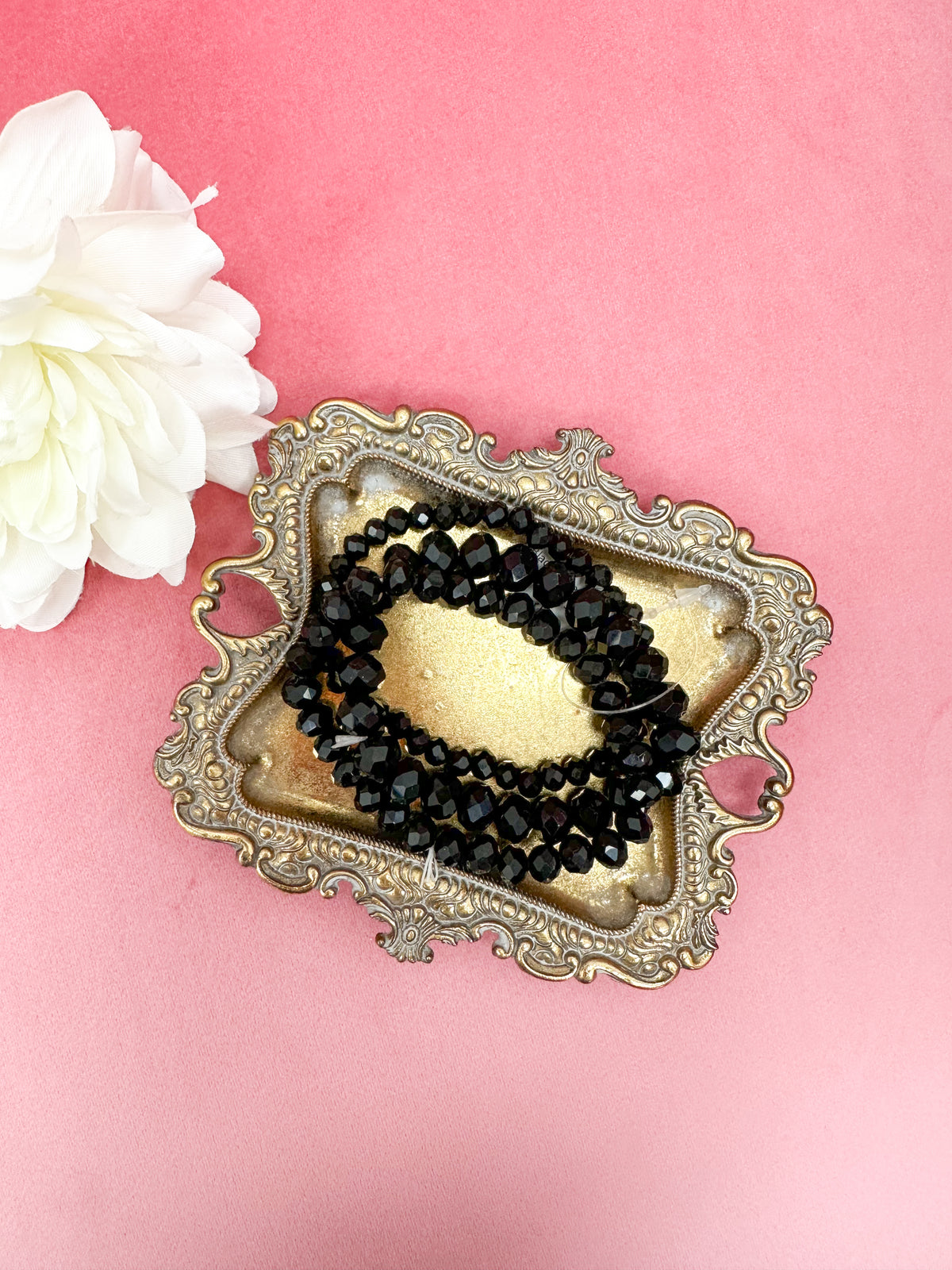Black Beaded Bracelet Set