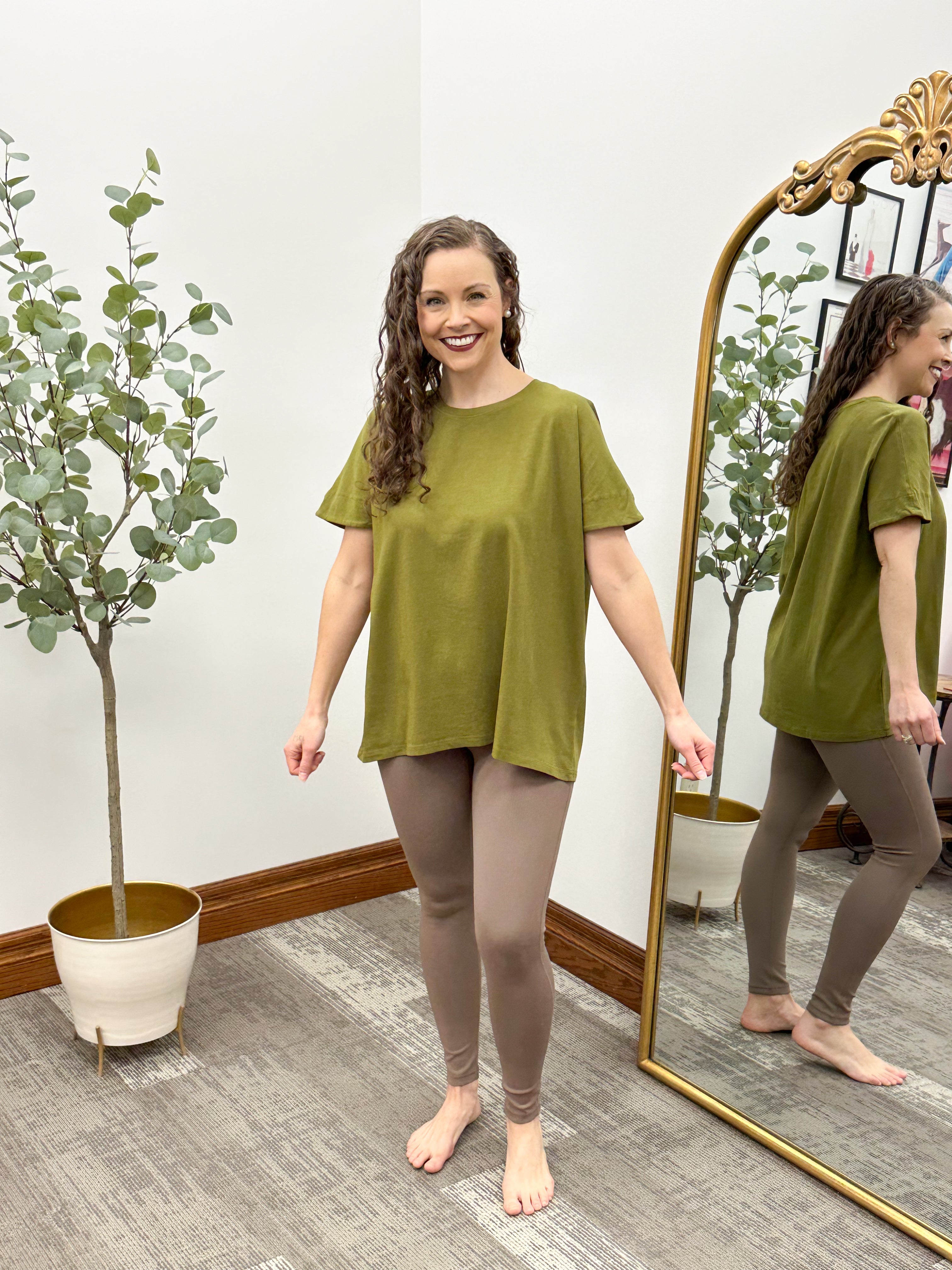 Taupe Ribbed High Waist Leggings