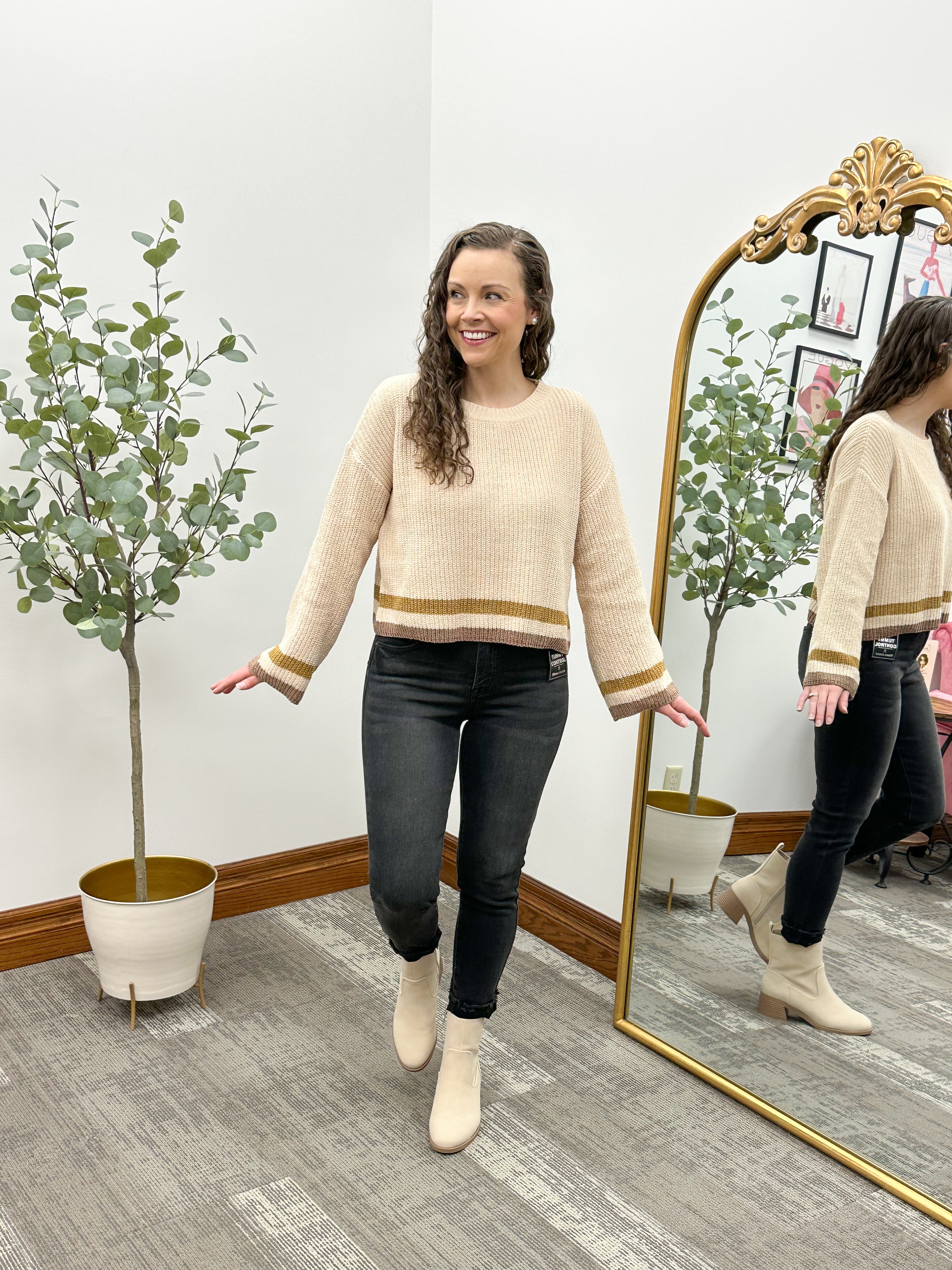 Beige Chenille Crop Sweater