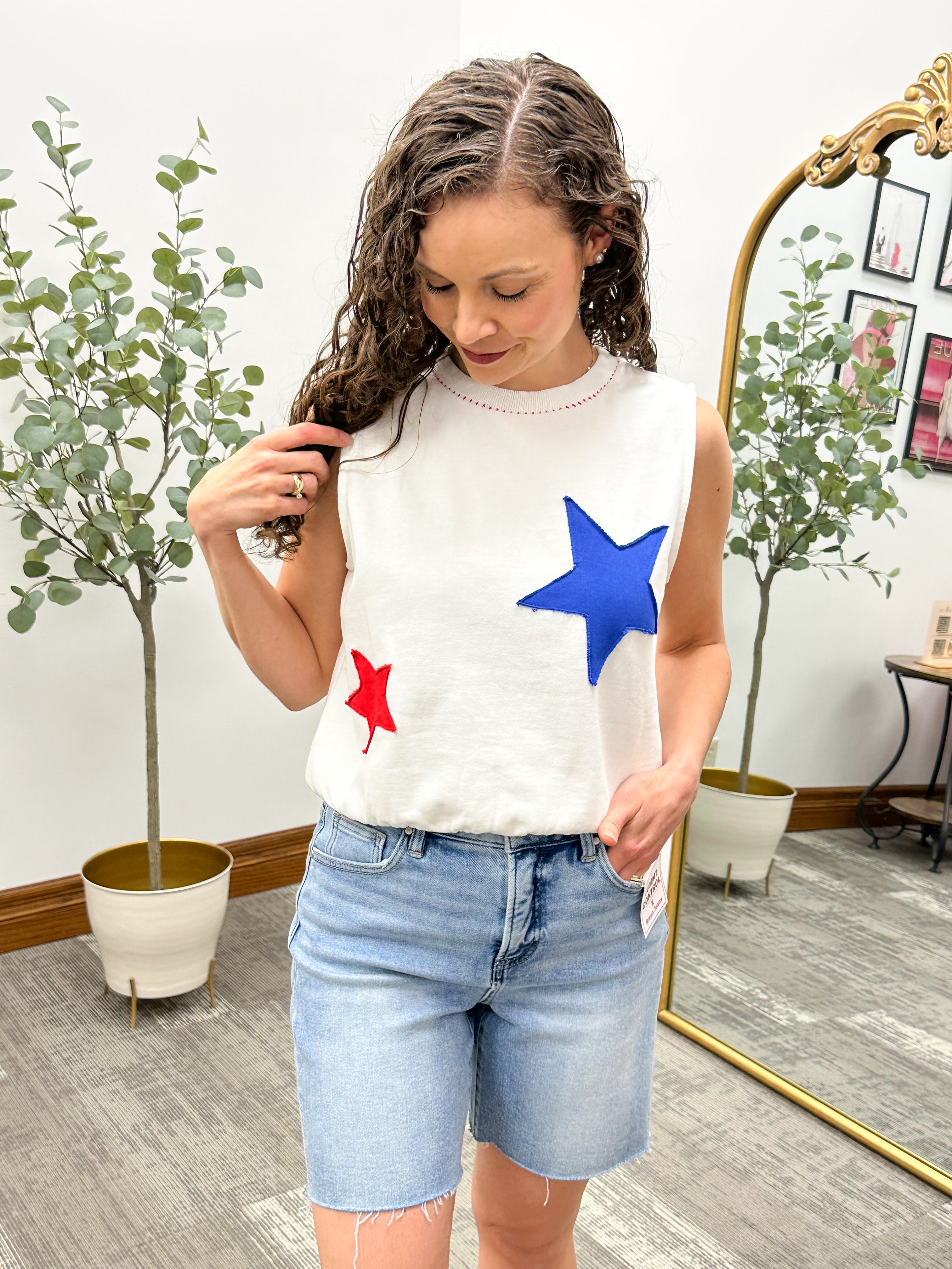 4th of July shirt, patchwork star shirt, cute patriotic top