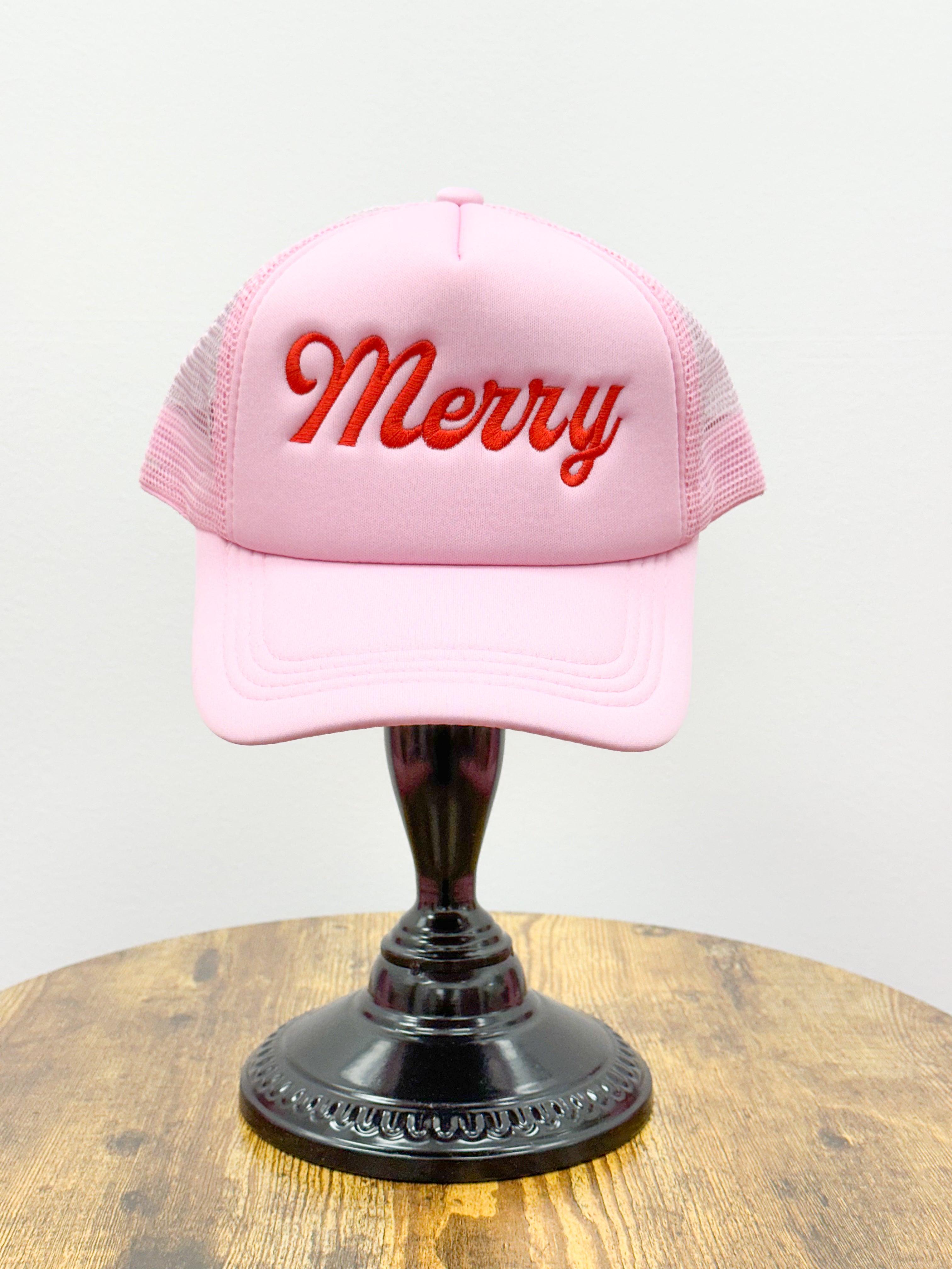 Pink "Merry" Christmas Trucker Hat