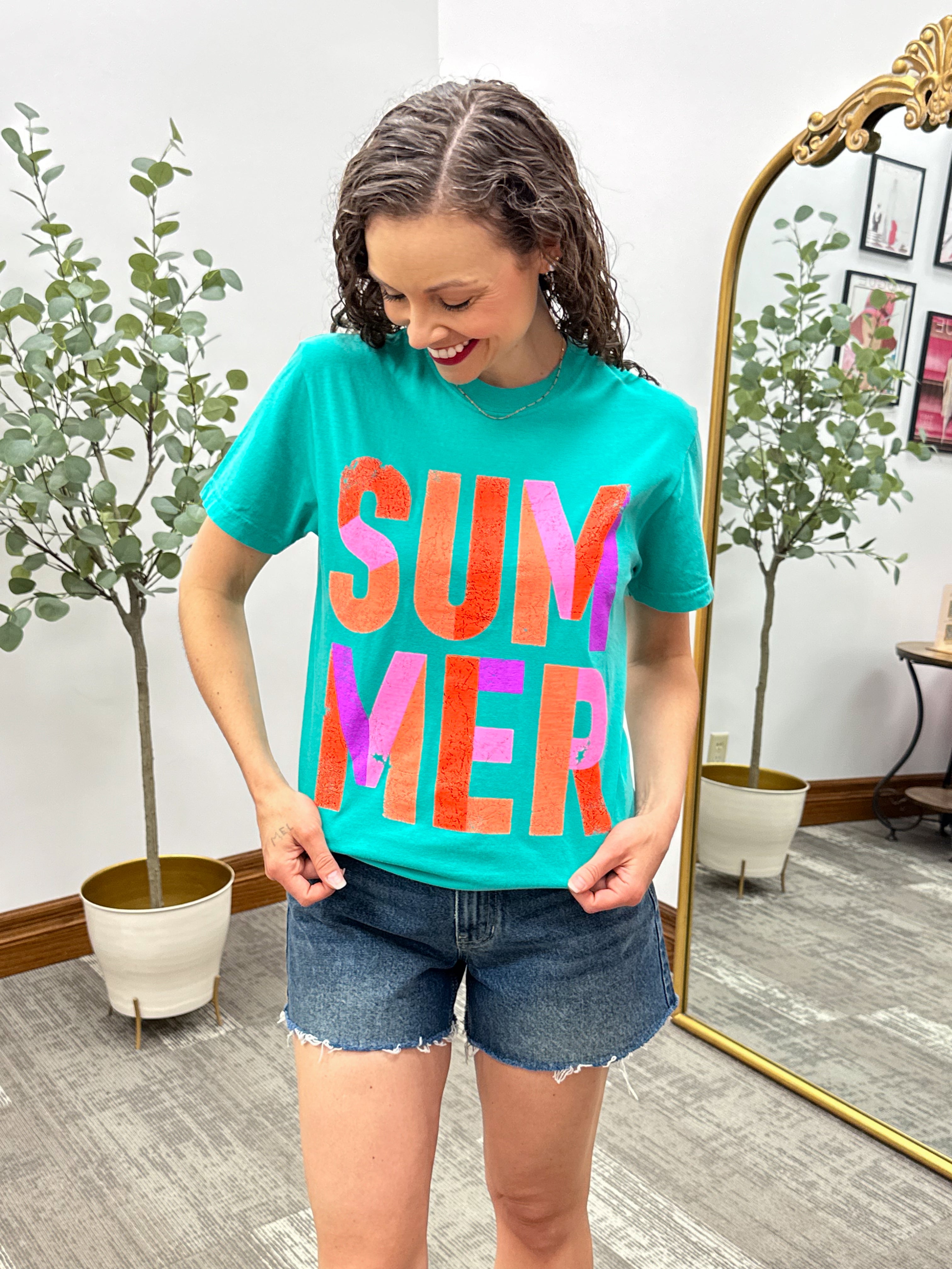 Colorful graphic tee for summer, SUMMER graphic tee