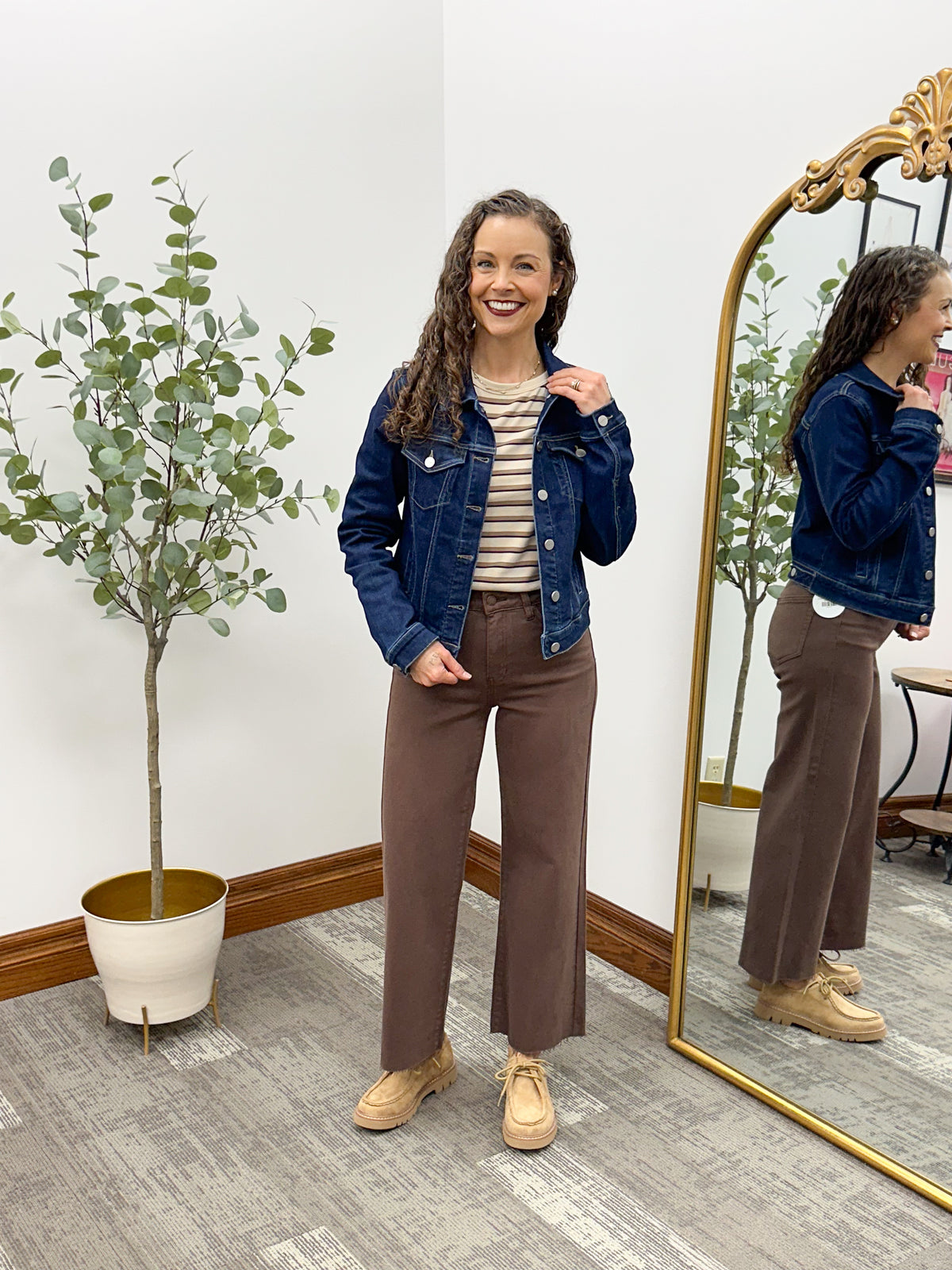High Rise Slim Espresso Wide Leg Jean