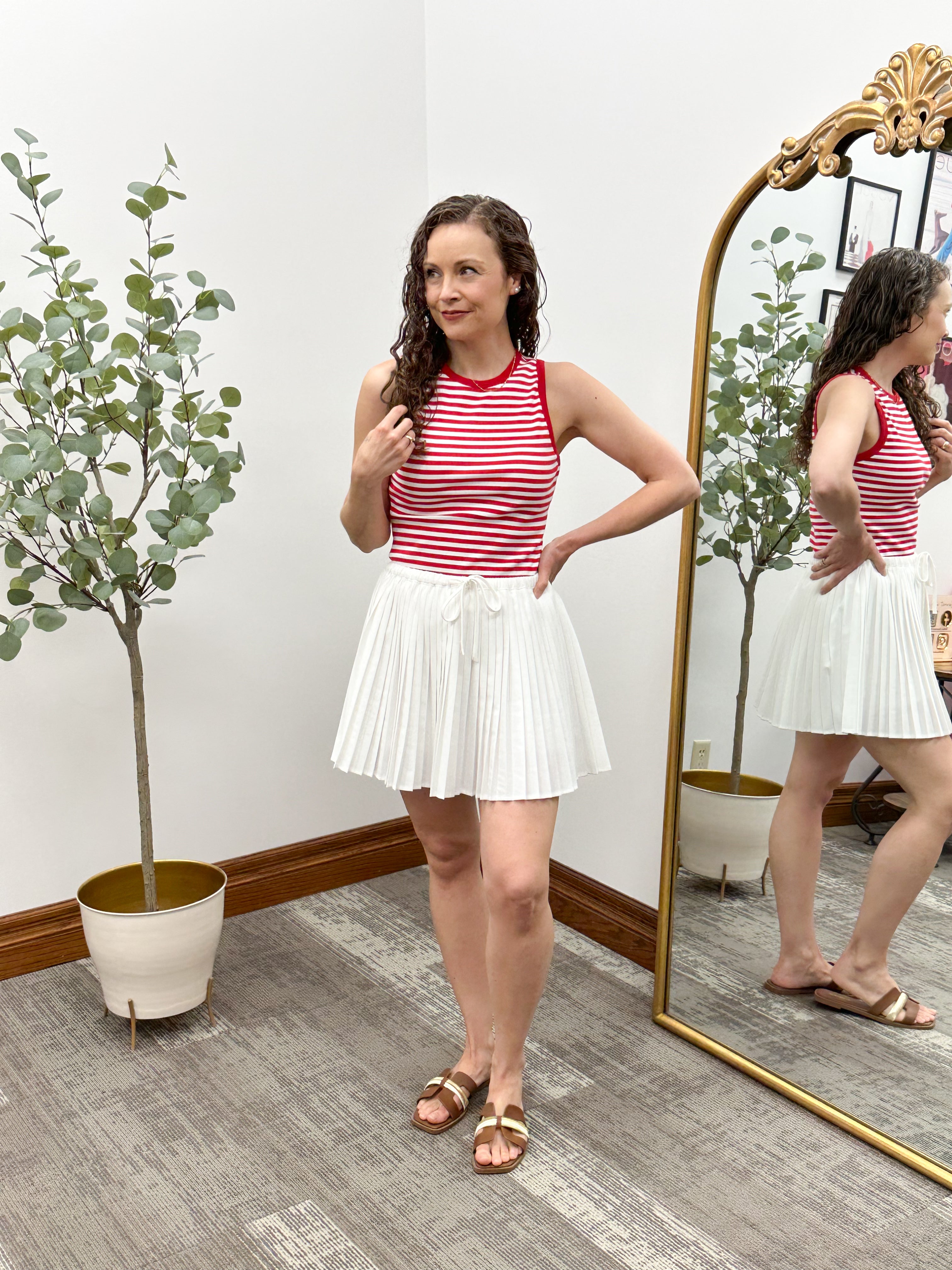 Red & White Striped Tank Top