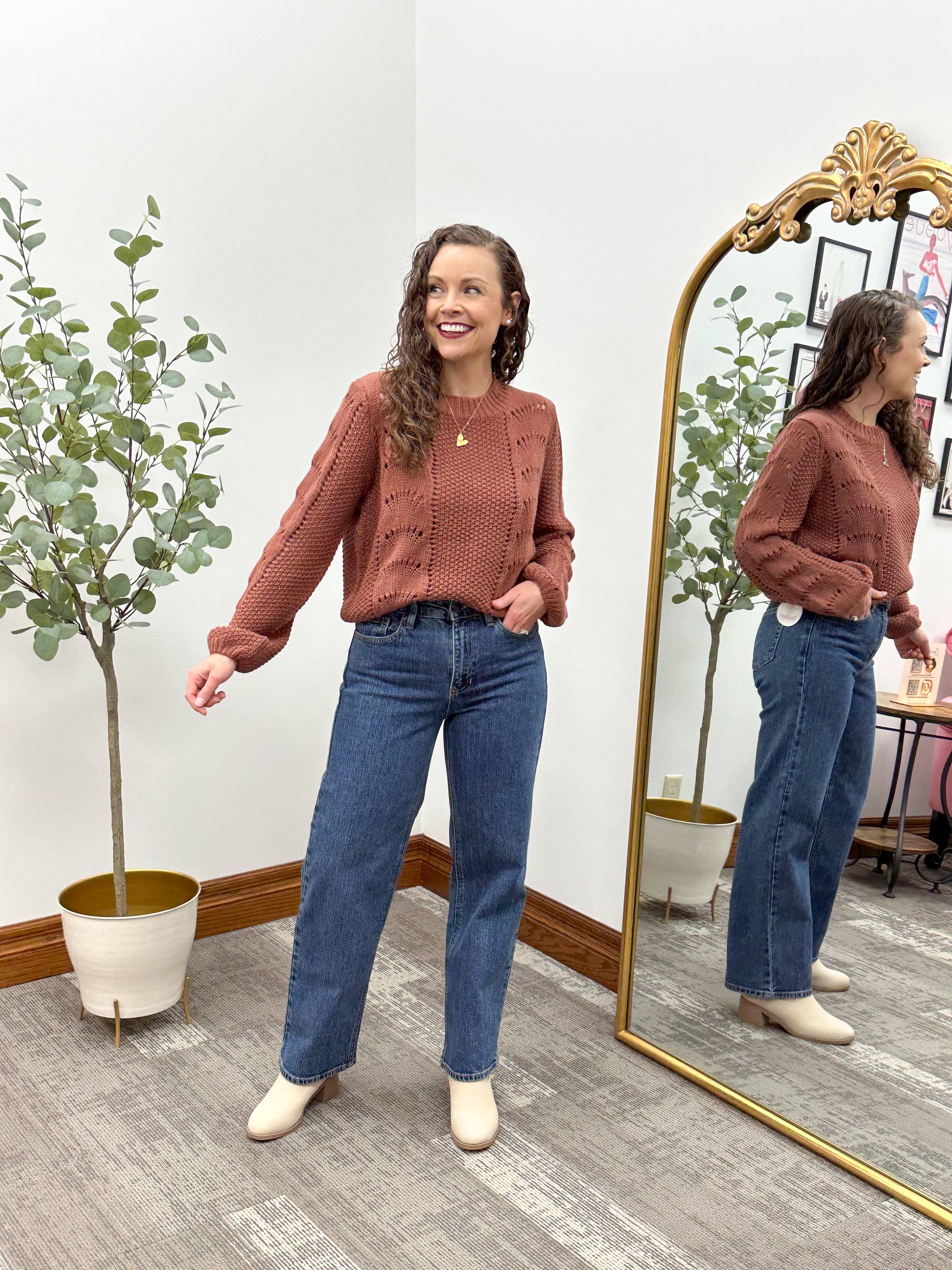 Dark Wash HR Retro Straight Leg Jeans
