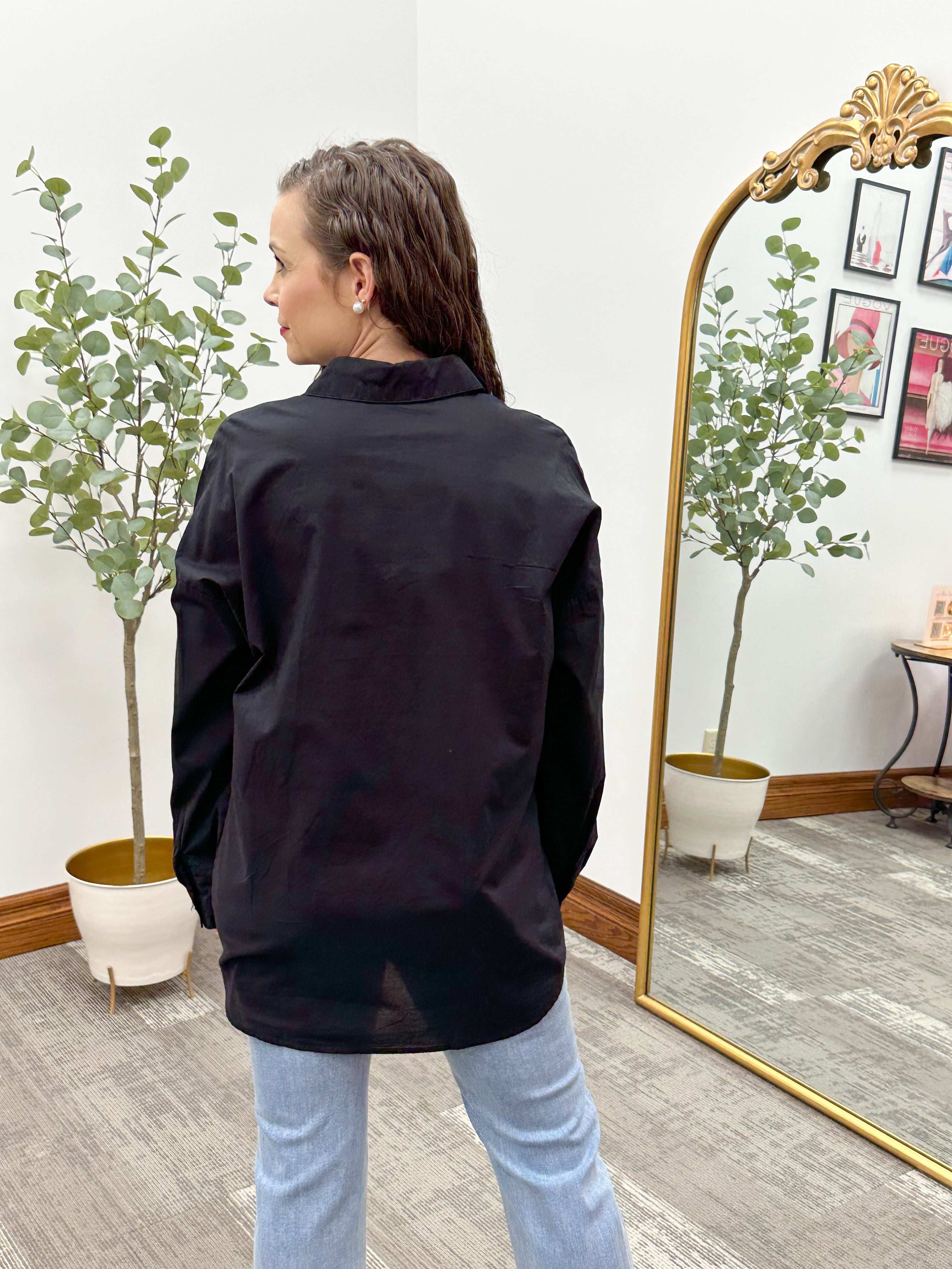 Sami Black Poplin Button Shirt