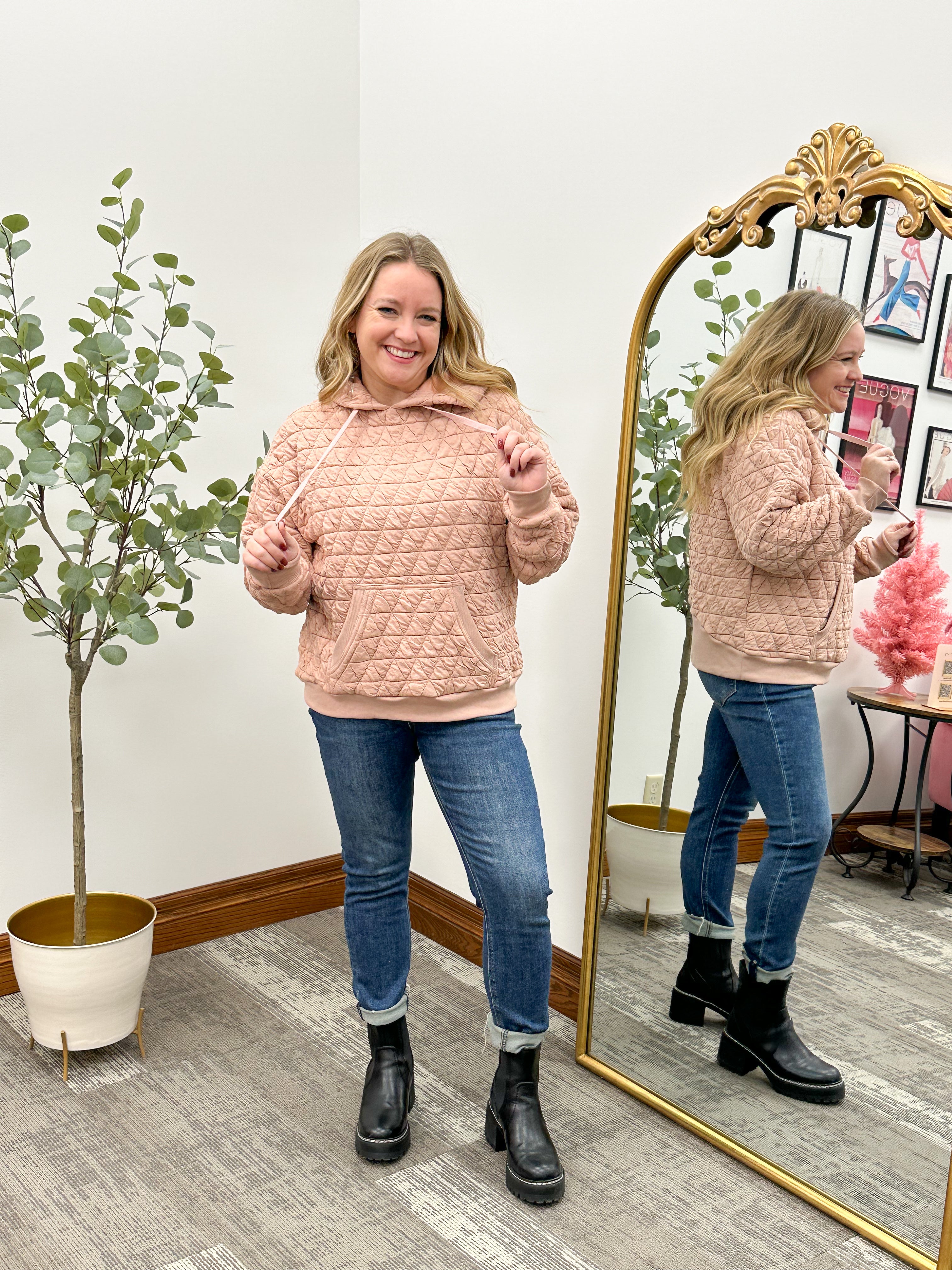 Sasha Blush Quilted Hoodie