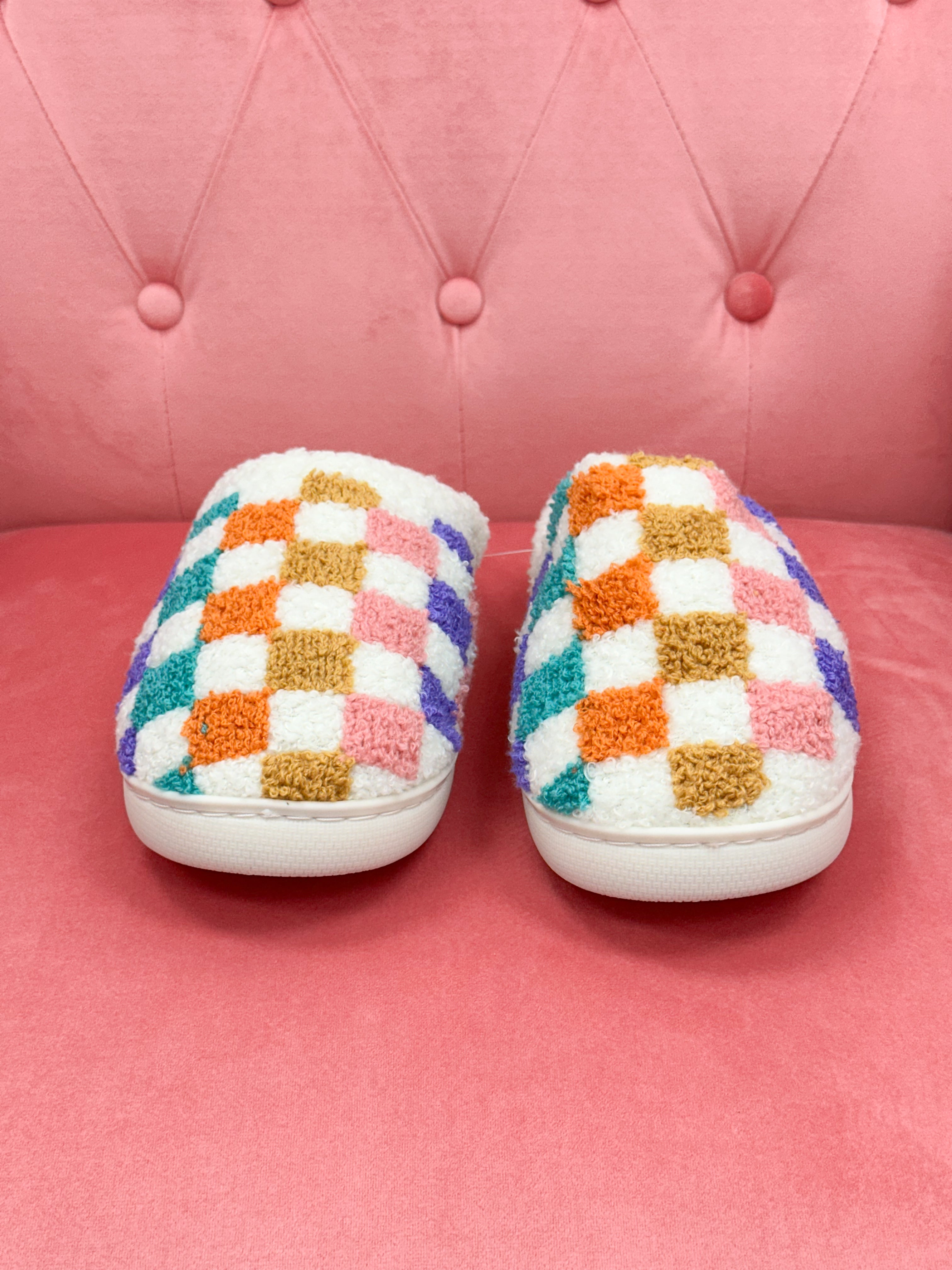 Multi Colored Checkerboard Slippers